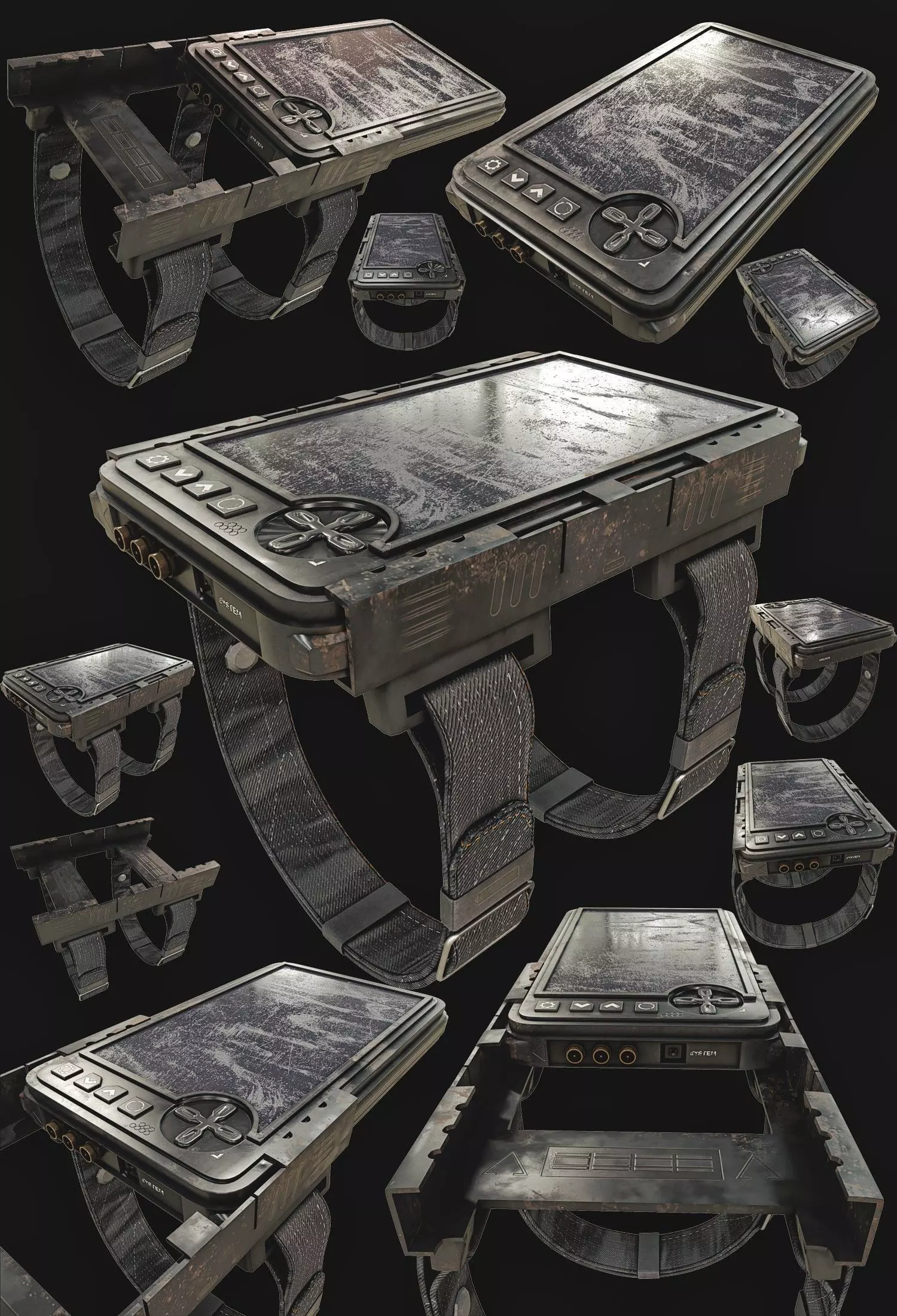 Military wrist tablet Low-poly 3D model_0