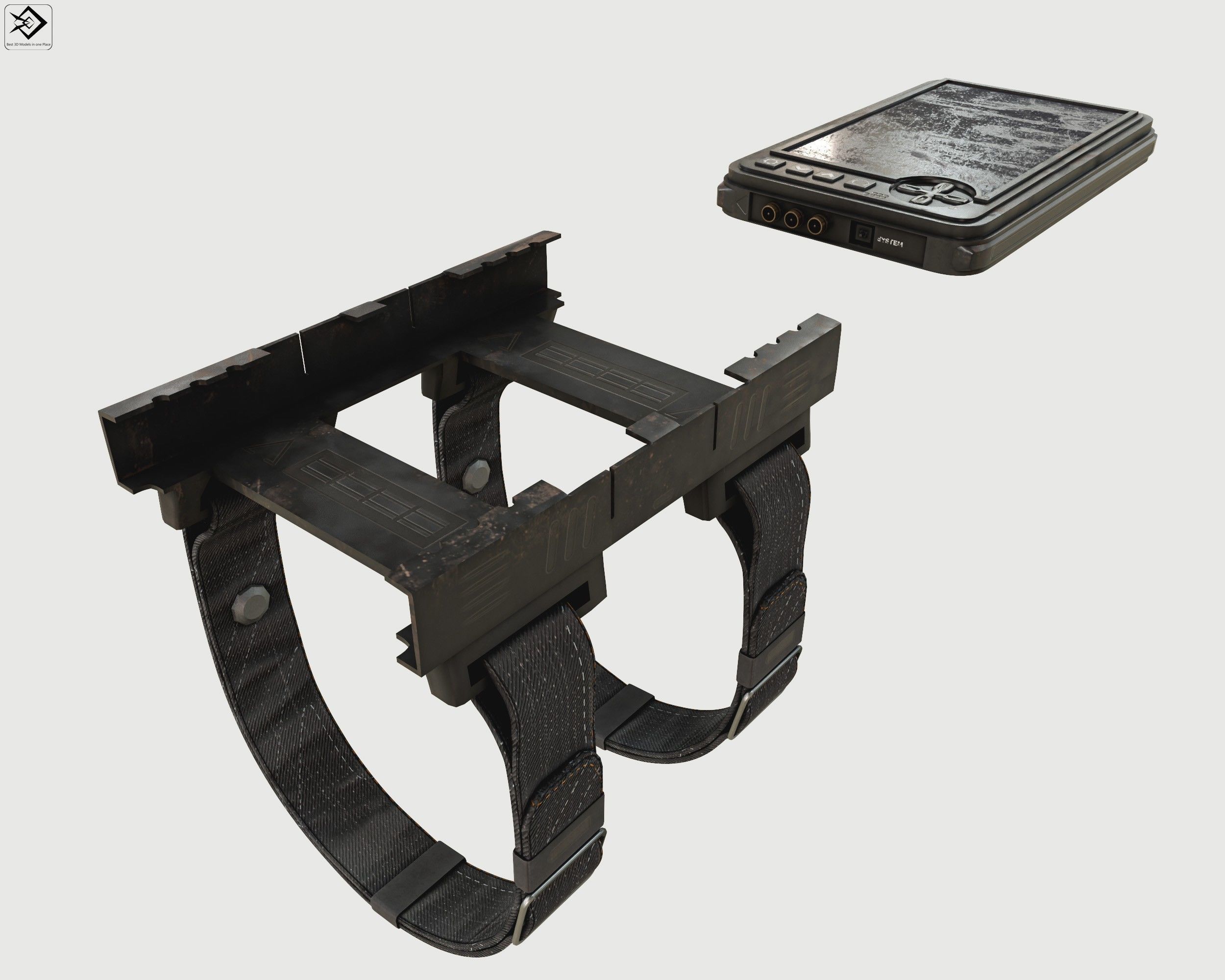 Military wrist tablet Low-poly 3D model_11