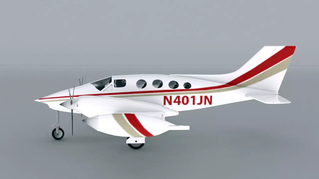 Cessna 401 Low-poly 3D model