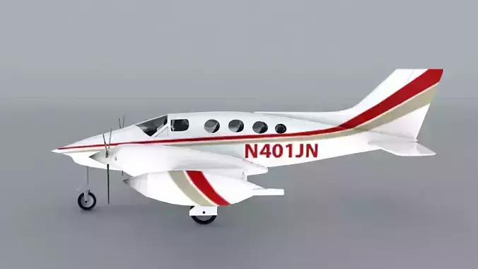 Cessna 401 Low-poly 3D model