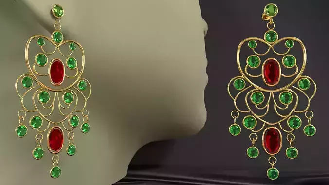earrings emerald and chandelier