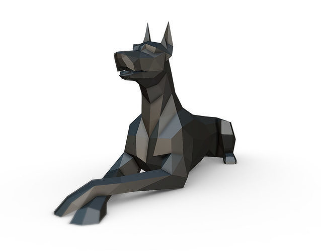 doberman lying down  3D print model