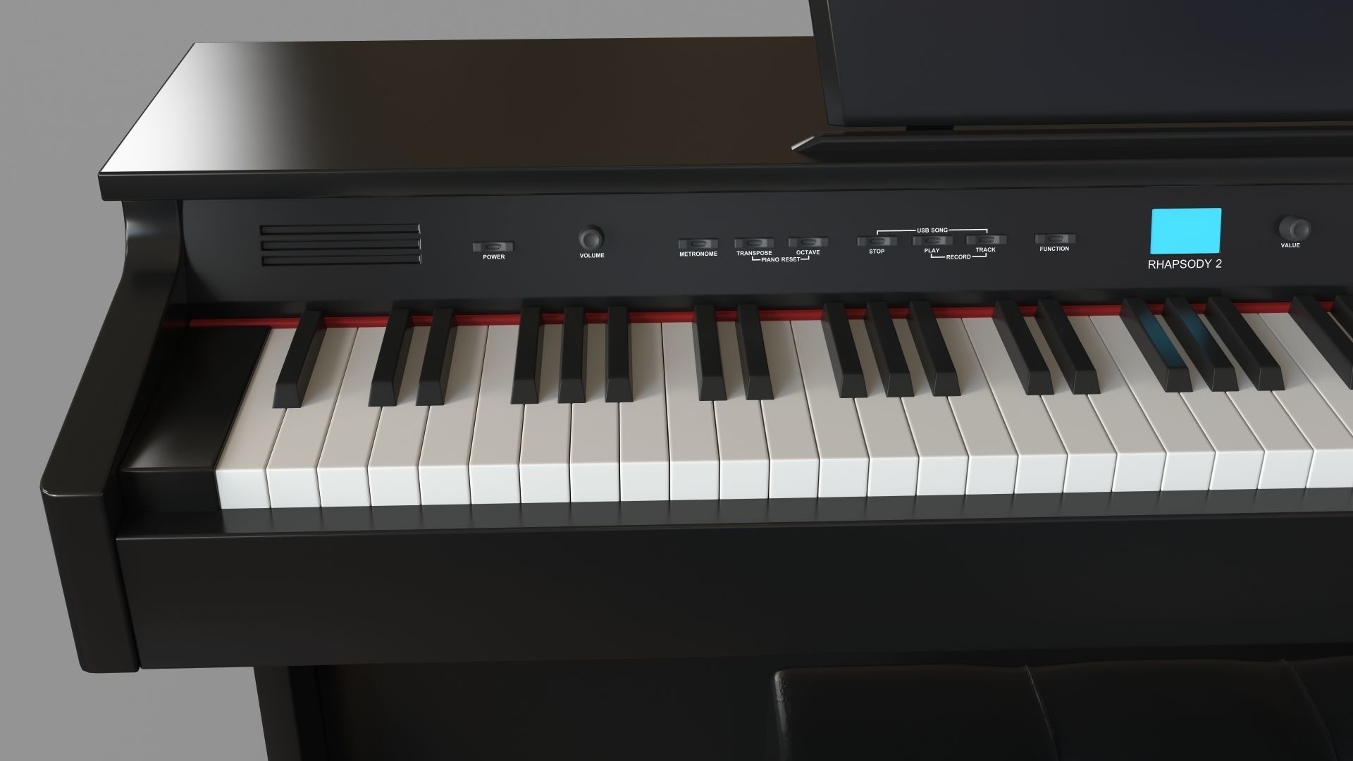 Williams Rhapsody 2 88-Key Console Digital Piano Walnut 3D model_4