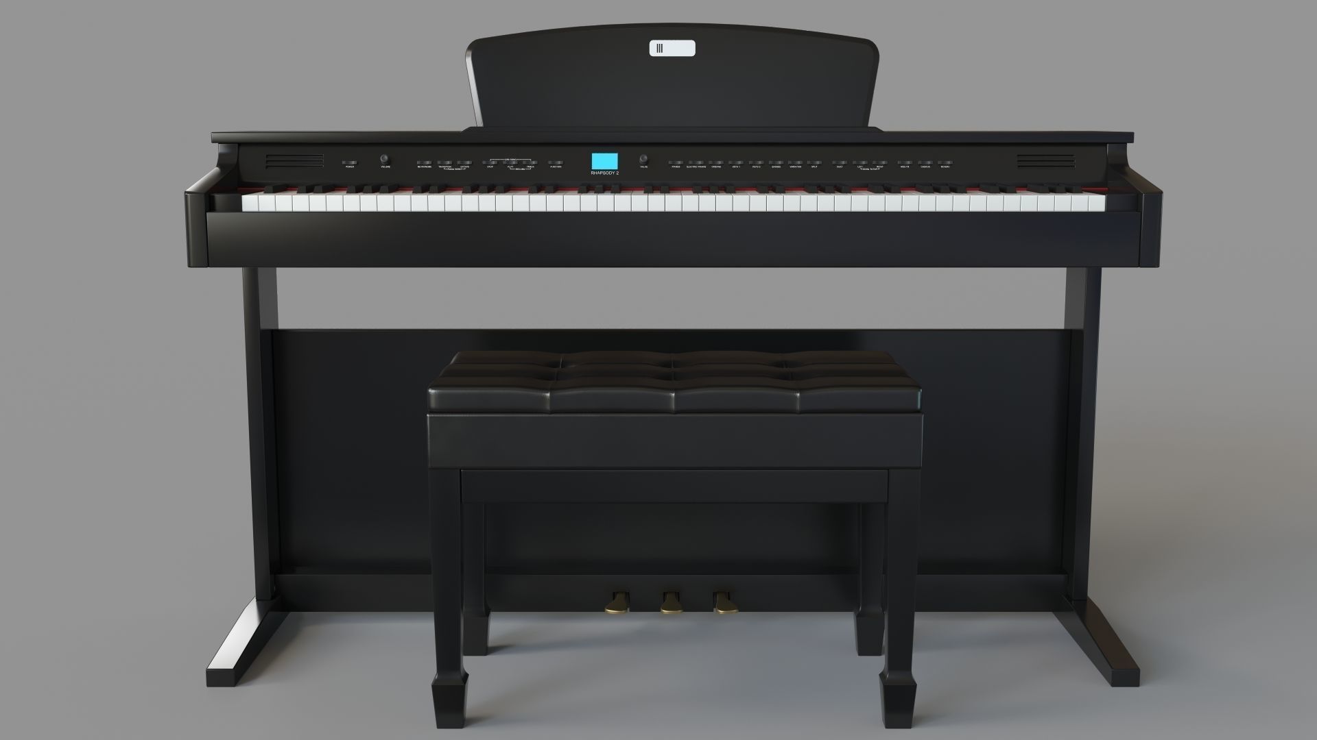 Williams Rhapsody 2 88-Key Console Digital Piano Walnut 3D model_1