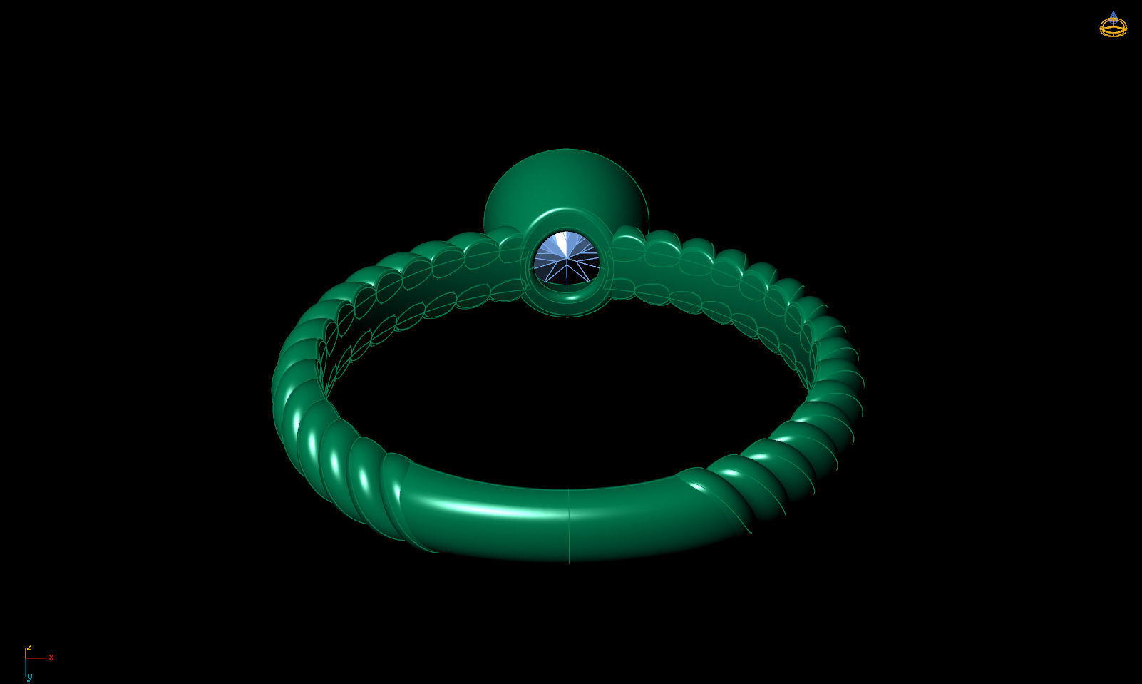 Engagement ring cable with stones printable 3d model 3D print model_13