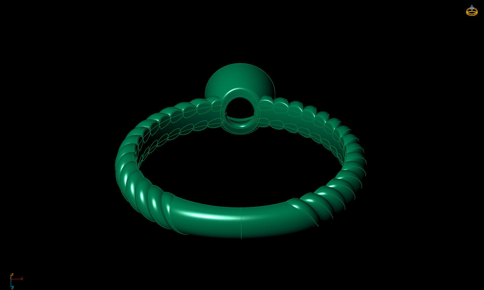 Engagement ring cable with stones printable 3d model 3D print model_14