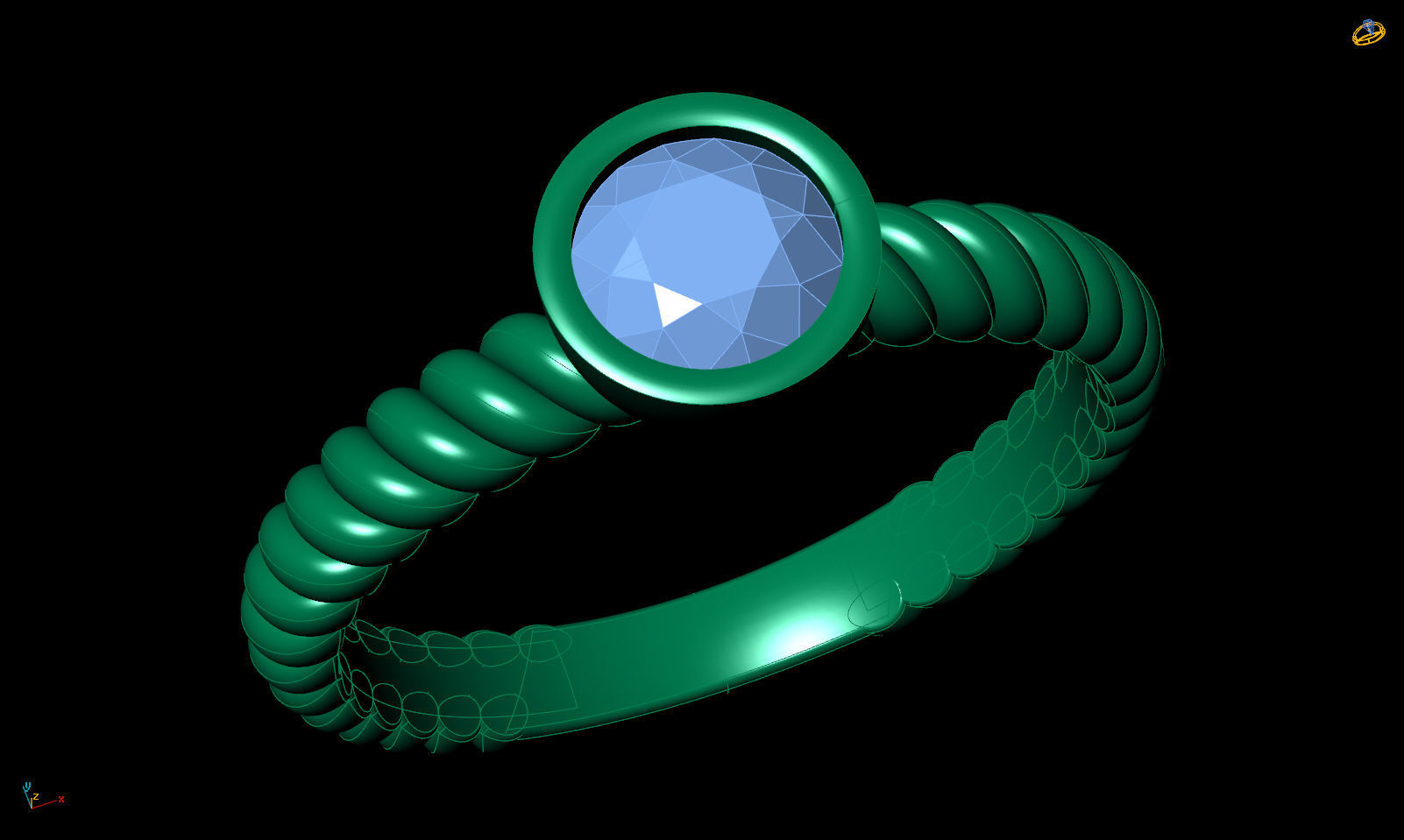 Engagement ring cable with stones printable 3d model 3D print model_11