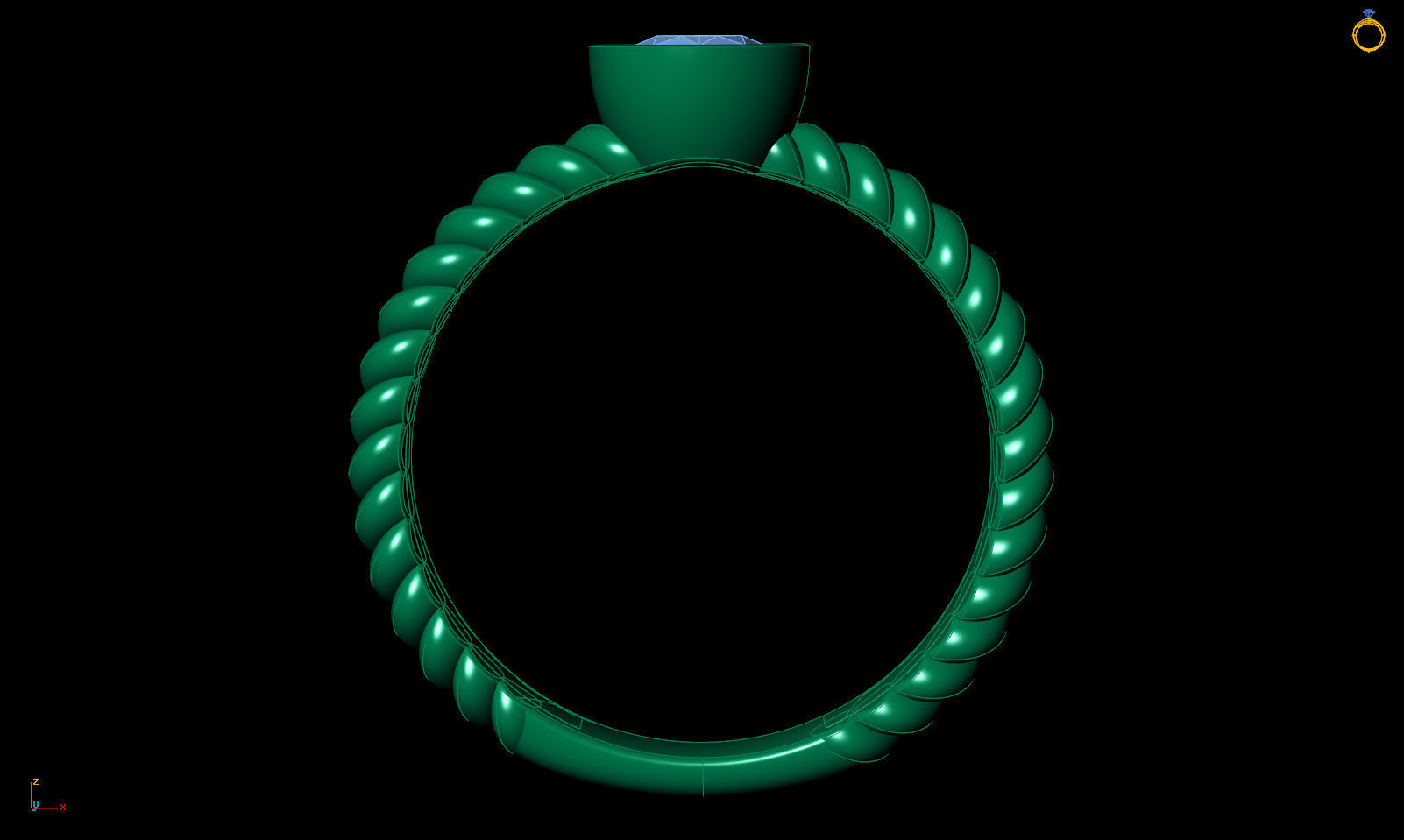Engagement ring cable with stones printable 3d model 3D print model_12