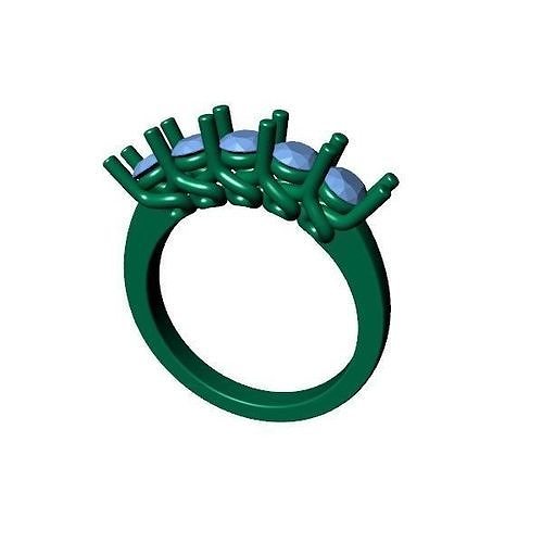 5-Stone Ring 3D print model
