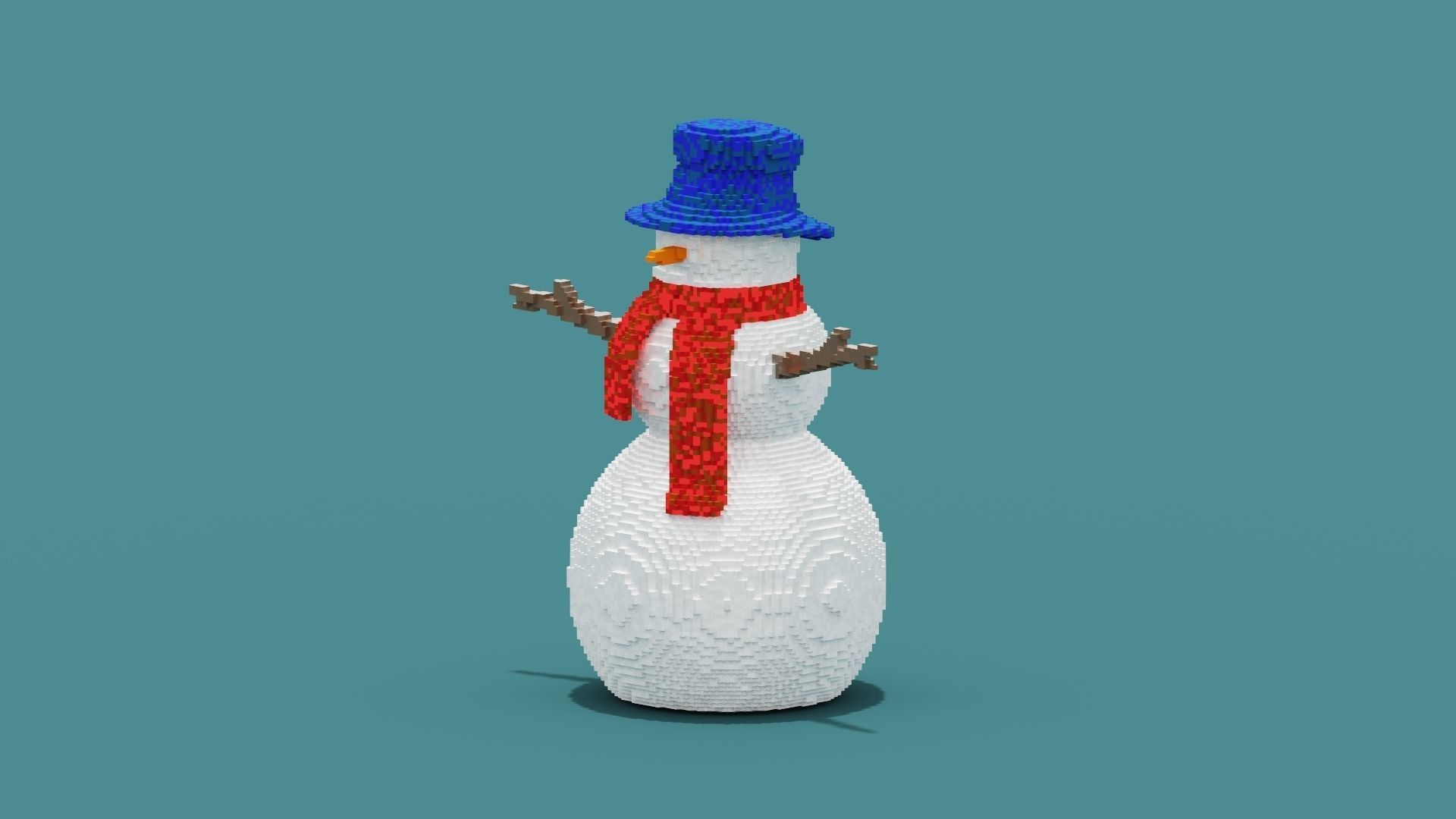 3D Voxel Snowman 3D Model model Low-poly 3D model_3