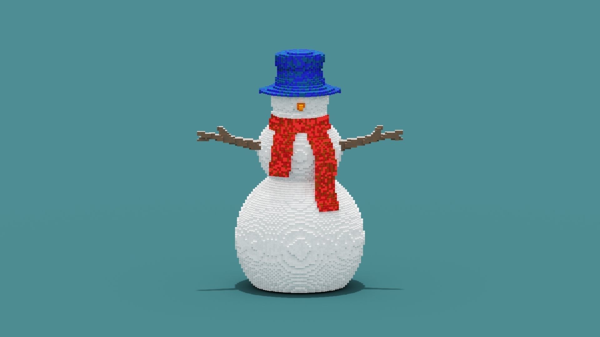 3D Voxel Snowman 3D Model model Low-poly 3D model_2
