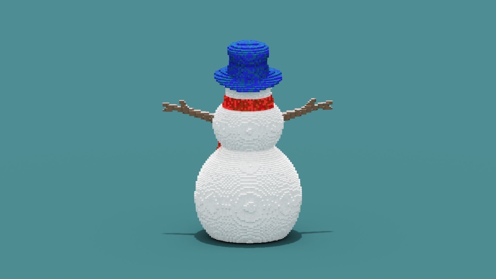 3D Voxel Snowman 3D Model model Low-poly 3D model_6