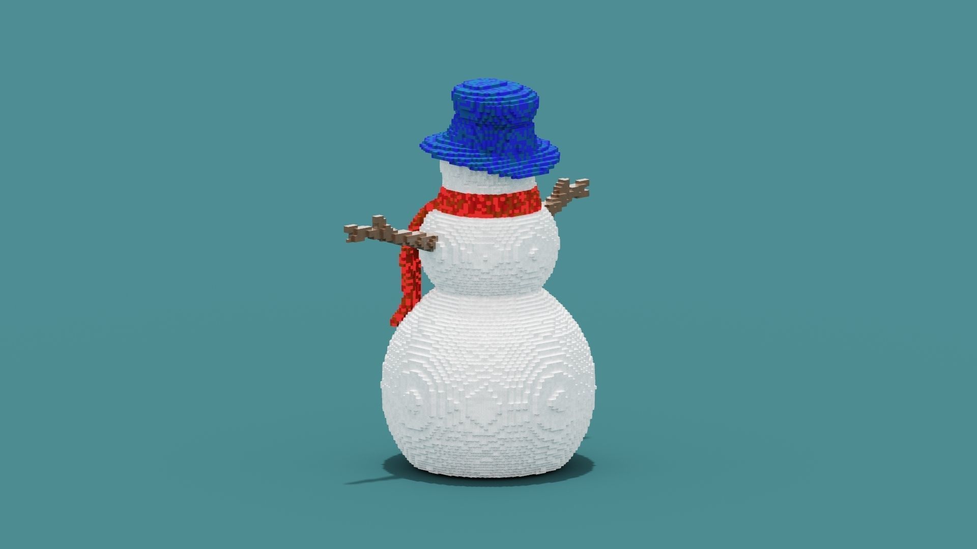 3D Voxel Snowman 3D Model model Low-poly 3D model_5