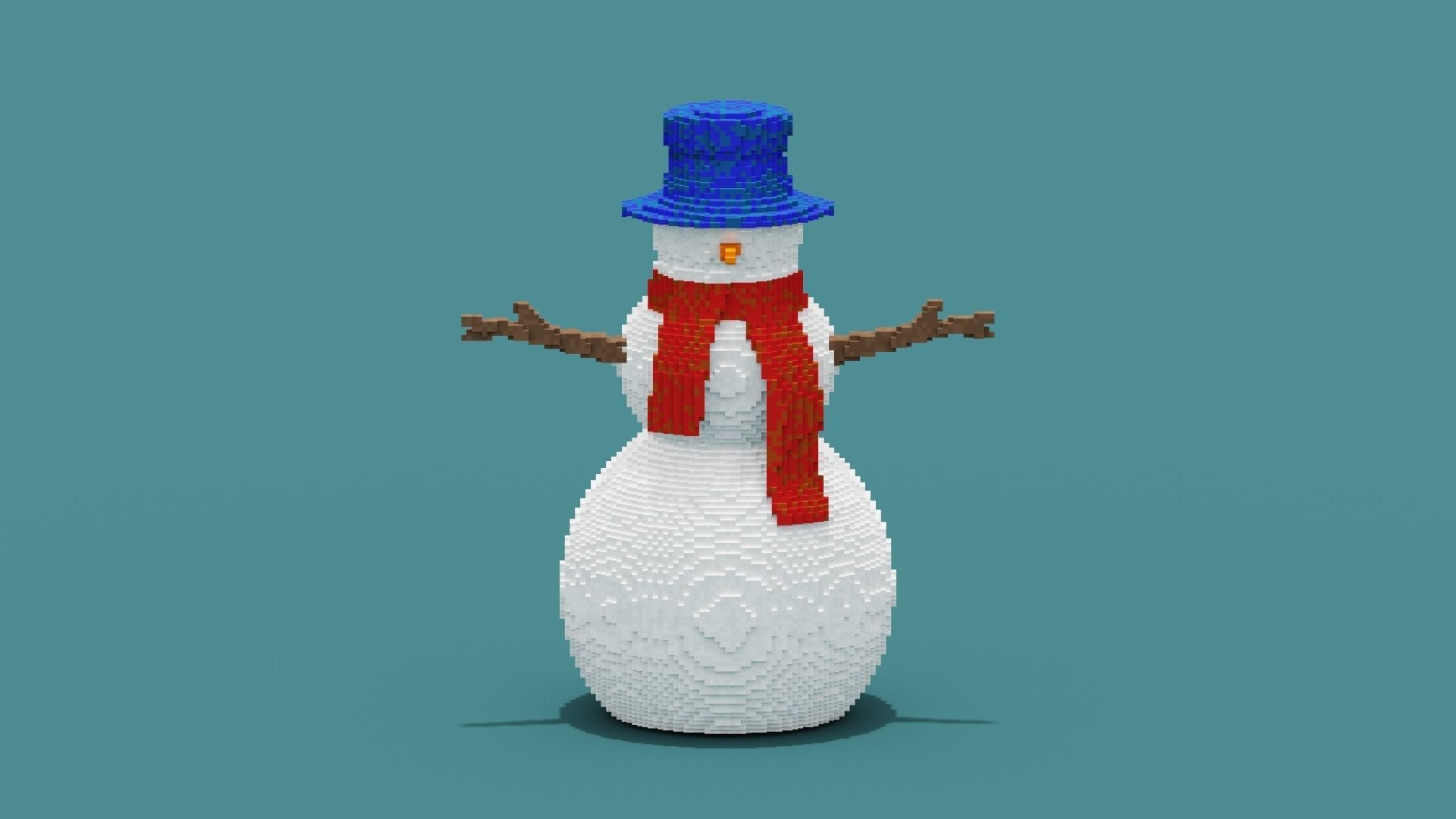 3D Voxel Snowman 3D Model model Low-poly 3D model_8