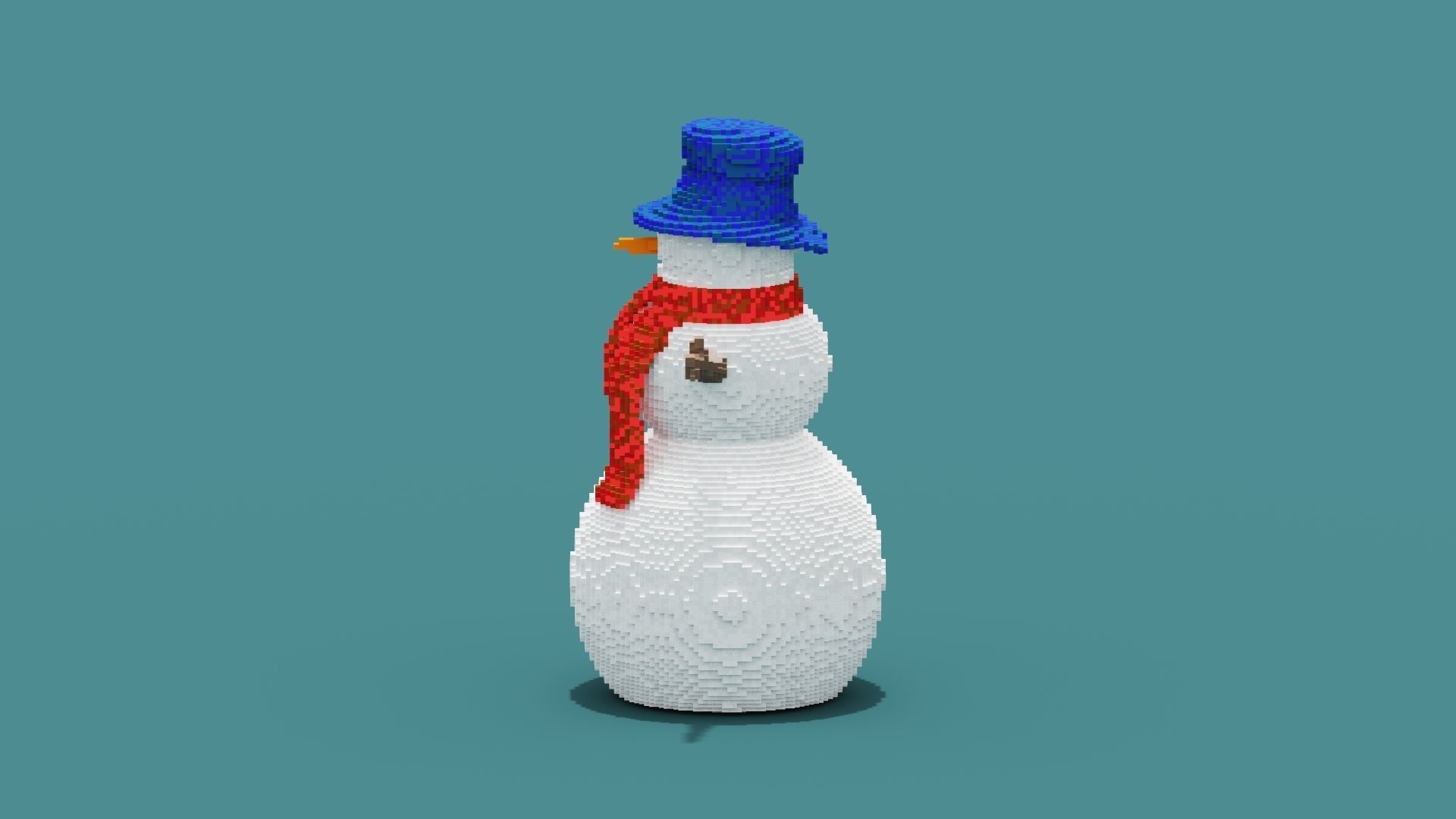 3D Voxel Snowman 3D Model model Low-poly 3D model_4