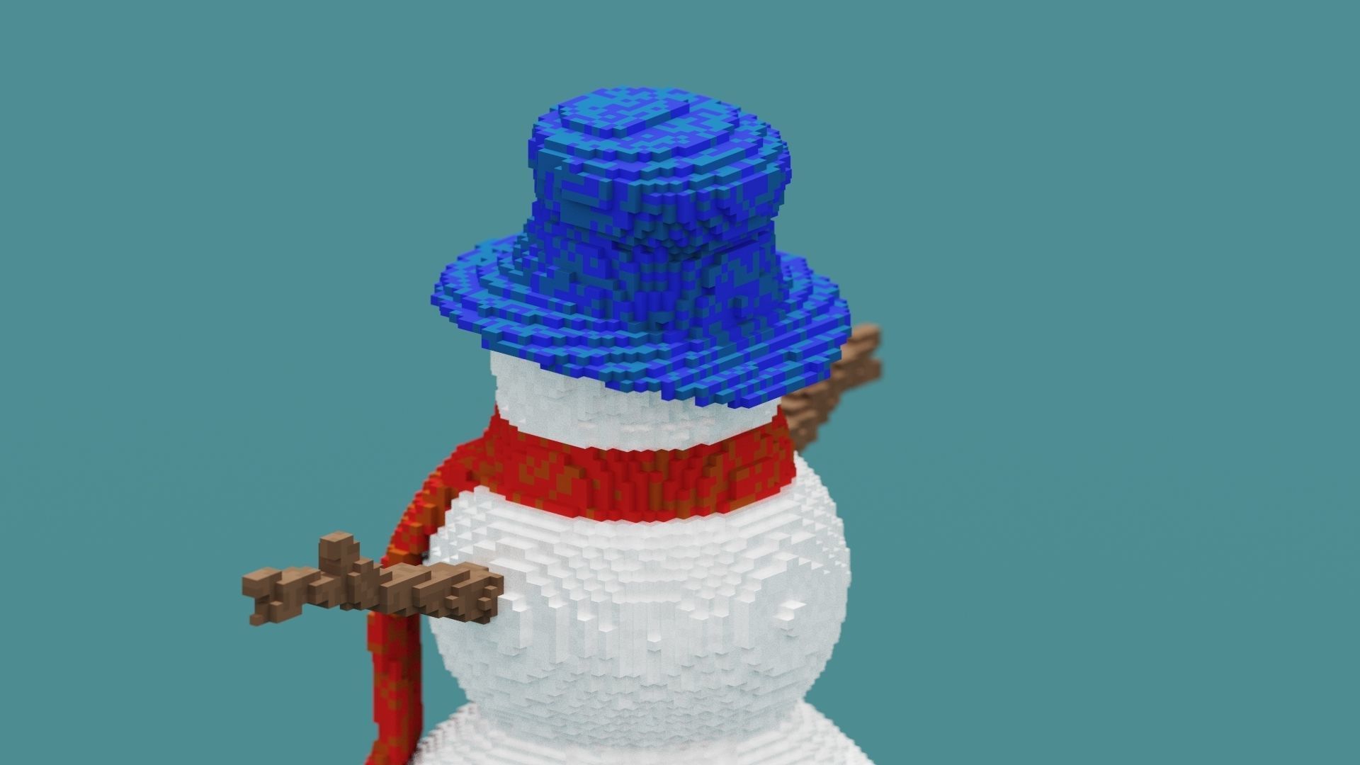 3D Voxel Snowman 3D Model model Low-poly 3D model_7