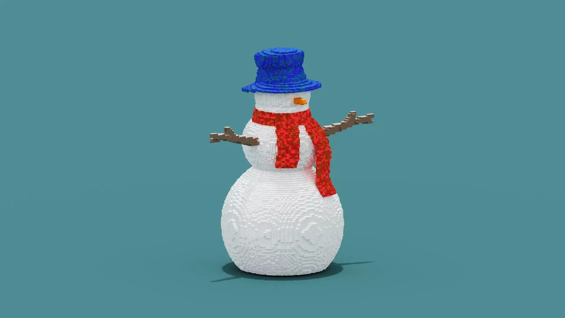 3D Voxel Snowman 3D Model model Low-poly 3D model_0