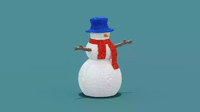 3D Voxel Snowman 3D Model model