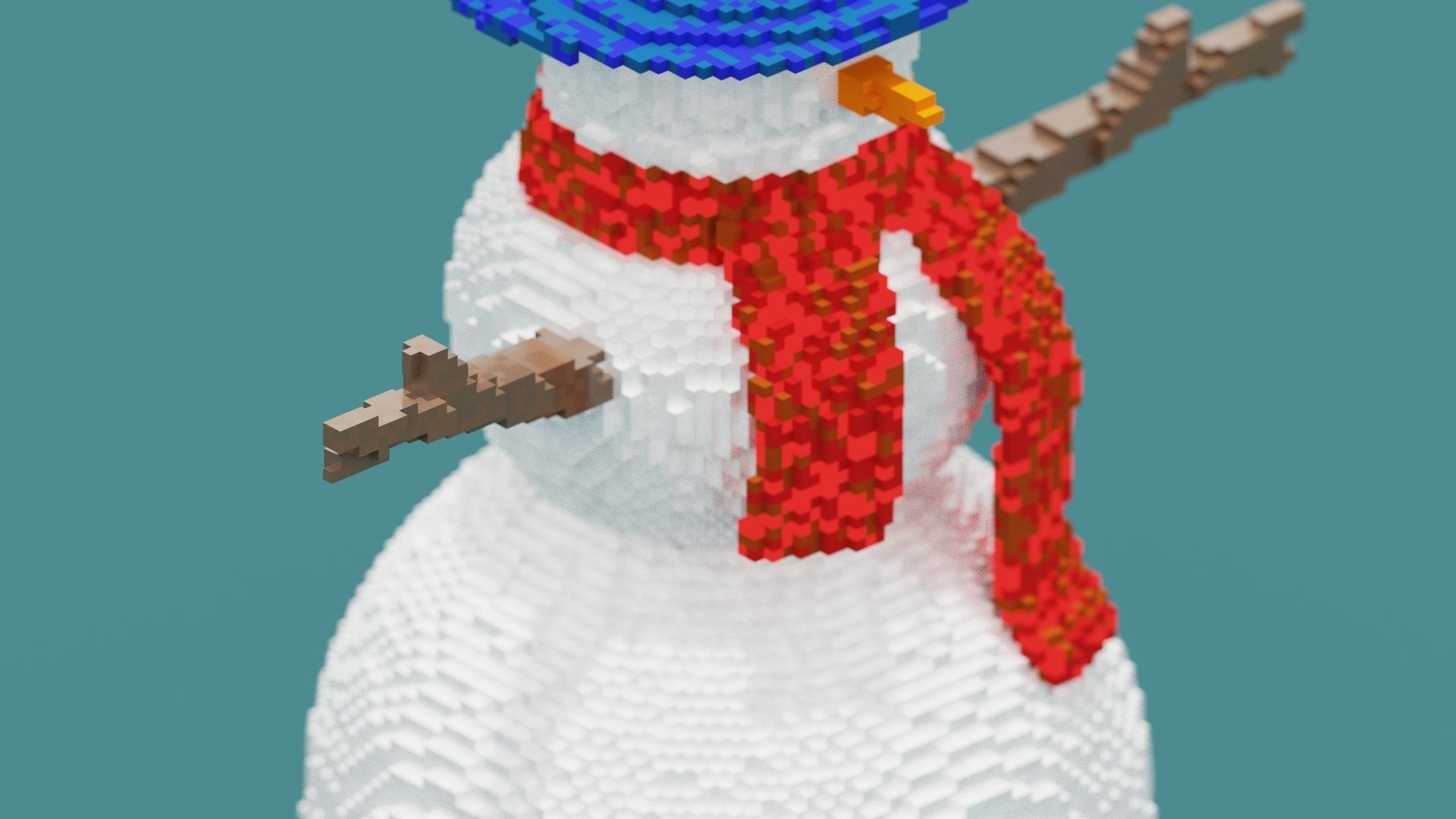 3D Voxel Snowman 3D Model model Low-poly 3D model_1