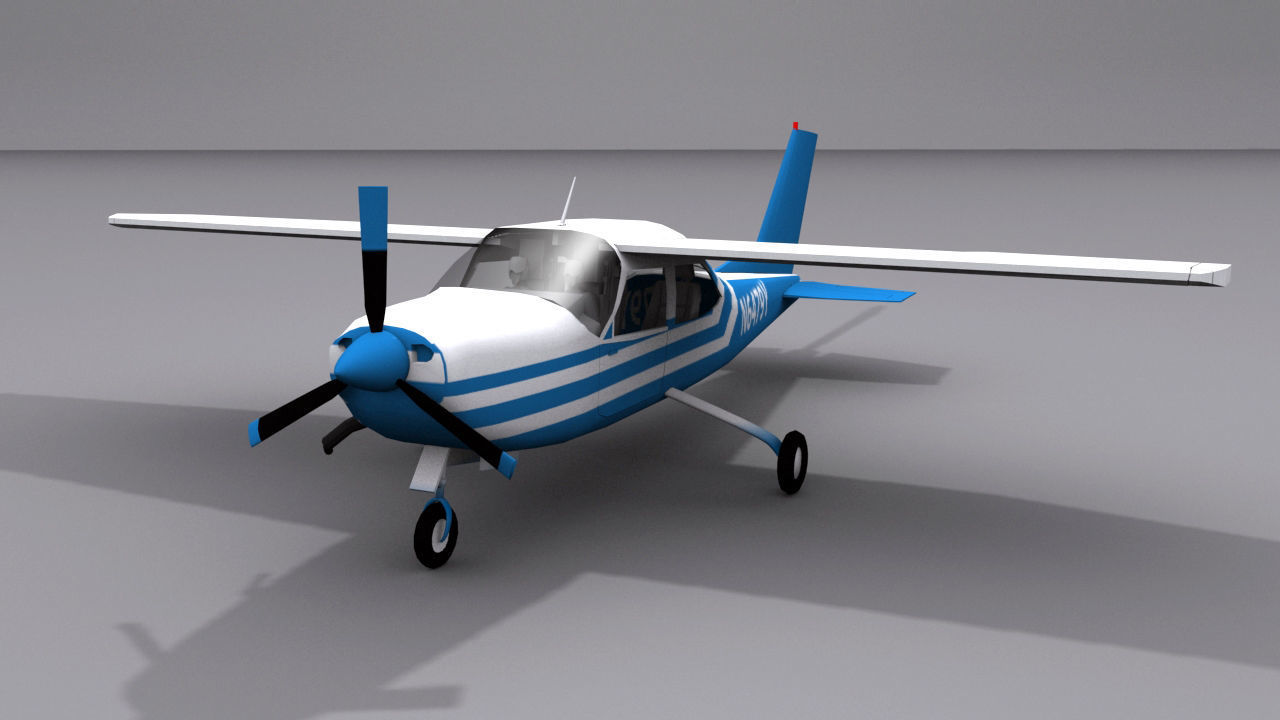 Cessna 210 Low-poly 3D model_11