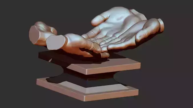 hand 3d print sculpture with two hands