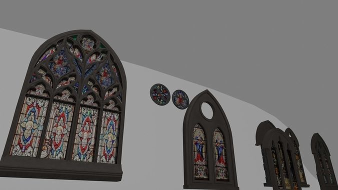 English Gothic Stained Glass Windows 3D model