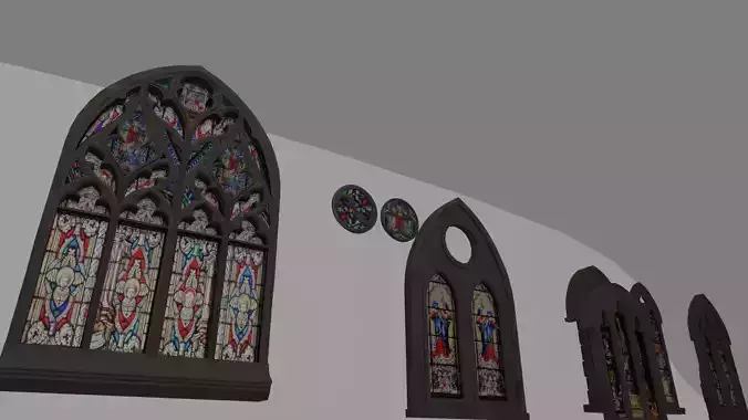 English Gothic Stained Glass Windows 3D model