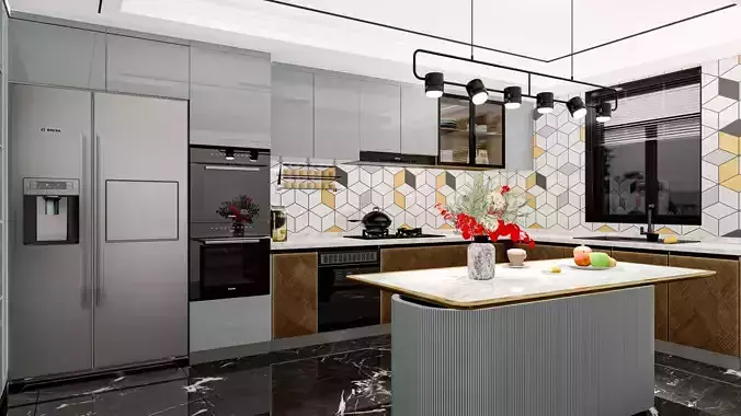 Kitchen interior scene 3D model