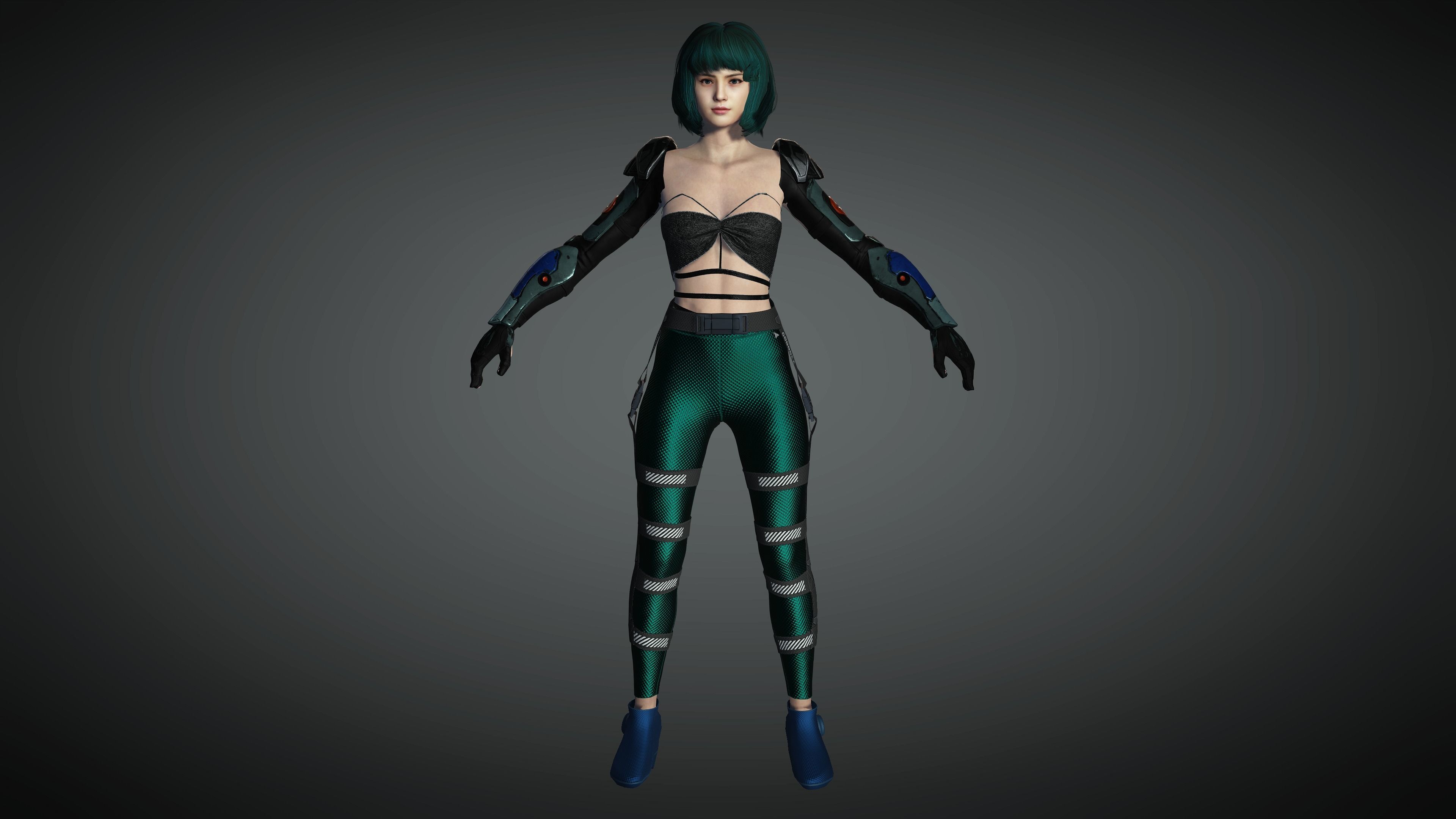 AAA Cyber Punk Female Character 06 Low-poly 3D model_5