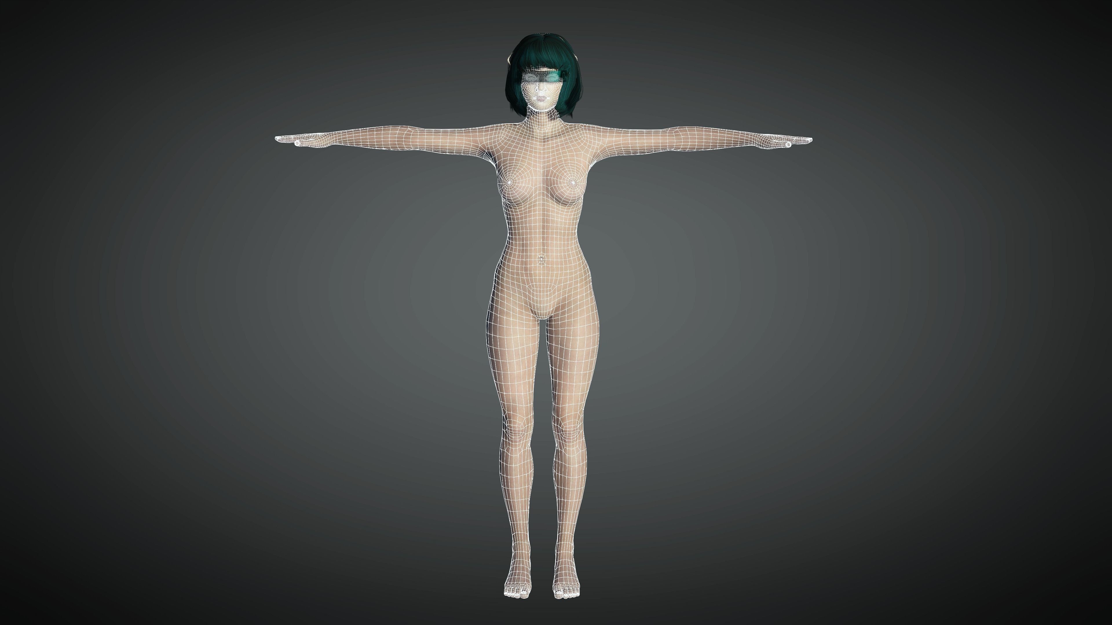 AAA Cyber Punk Female Character 06 Low-poly 3D model_26