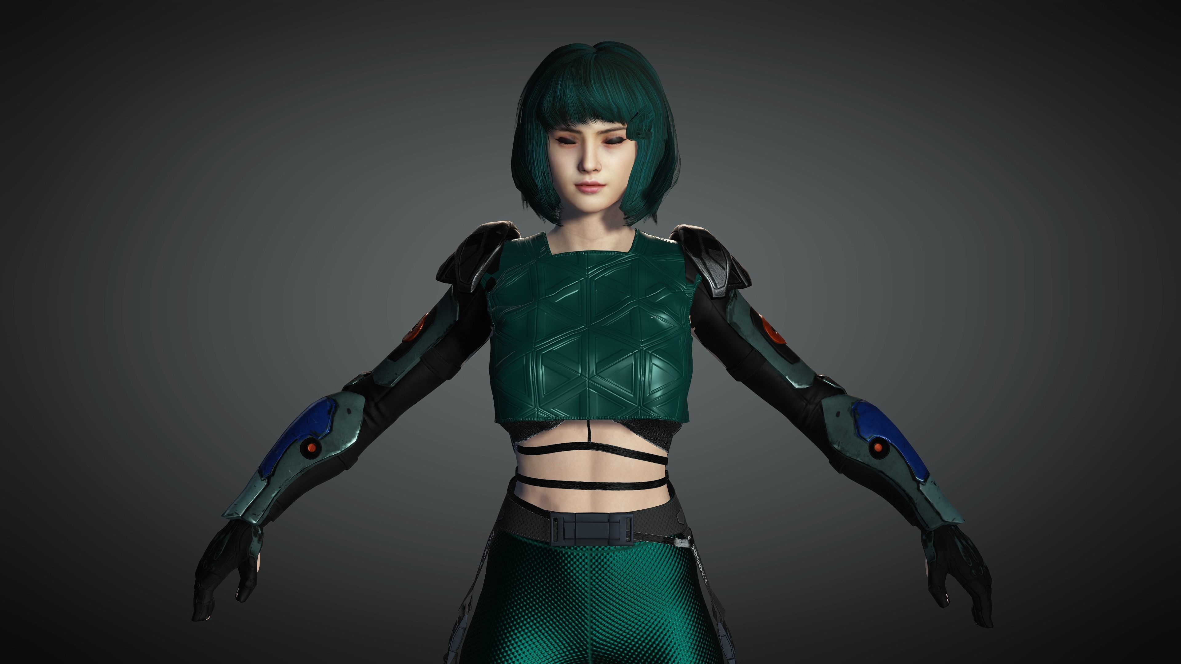 AAA Cyber Punk Female Character 06 Low-poly 3D model_20