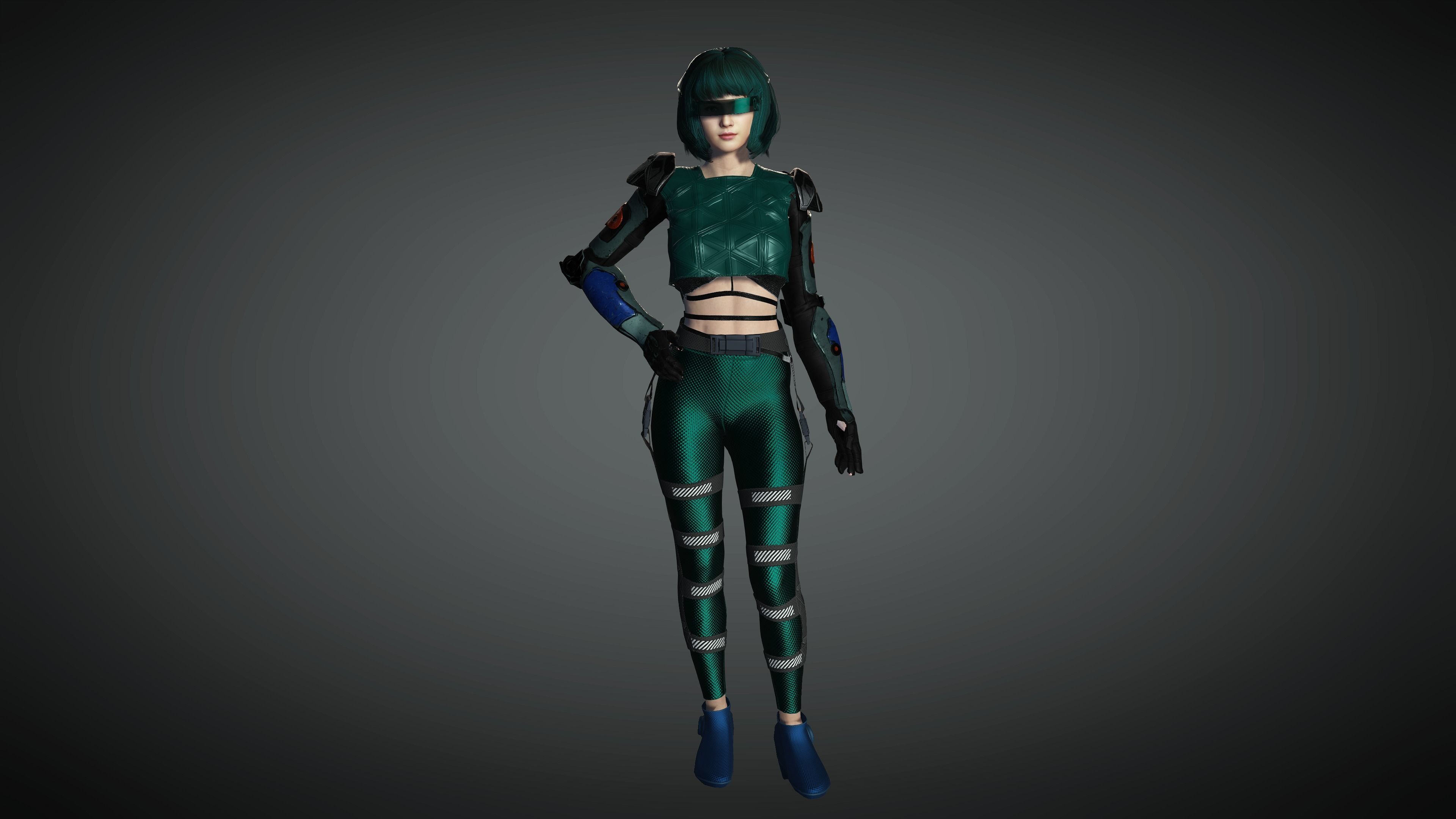 AAA Cyber Punk Female Character 06 Low-poly 3D model_15