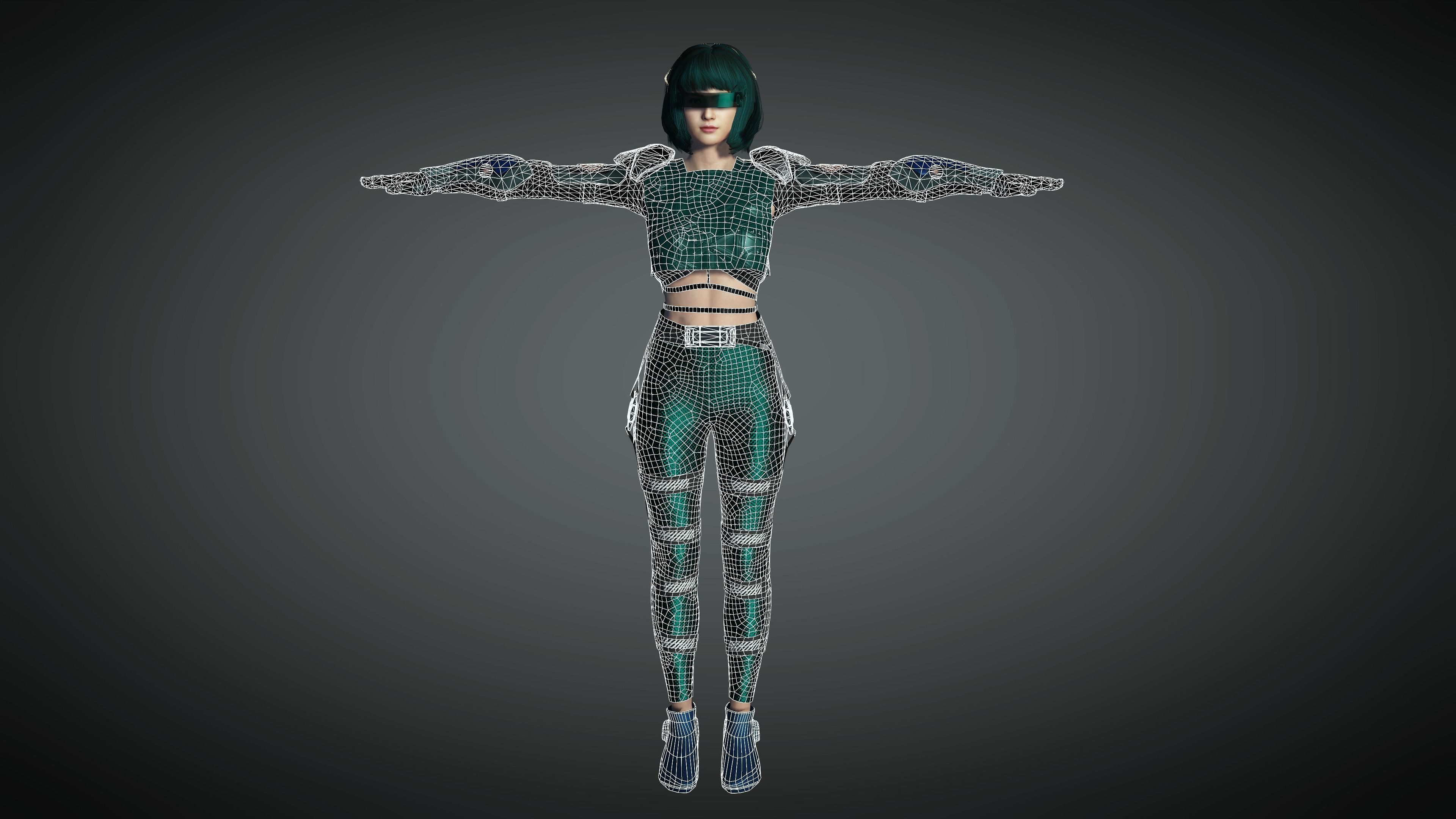 AAA Cyber Punk Female Character 06 Low-poly 3D model_25