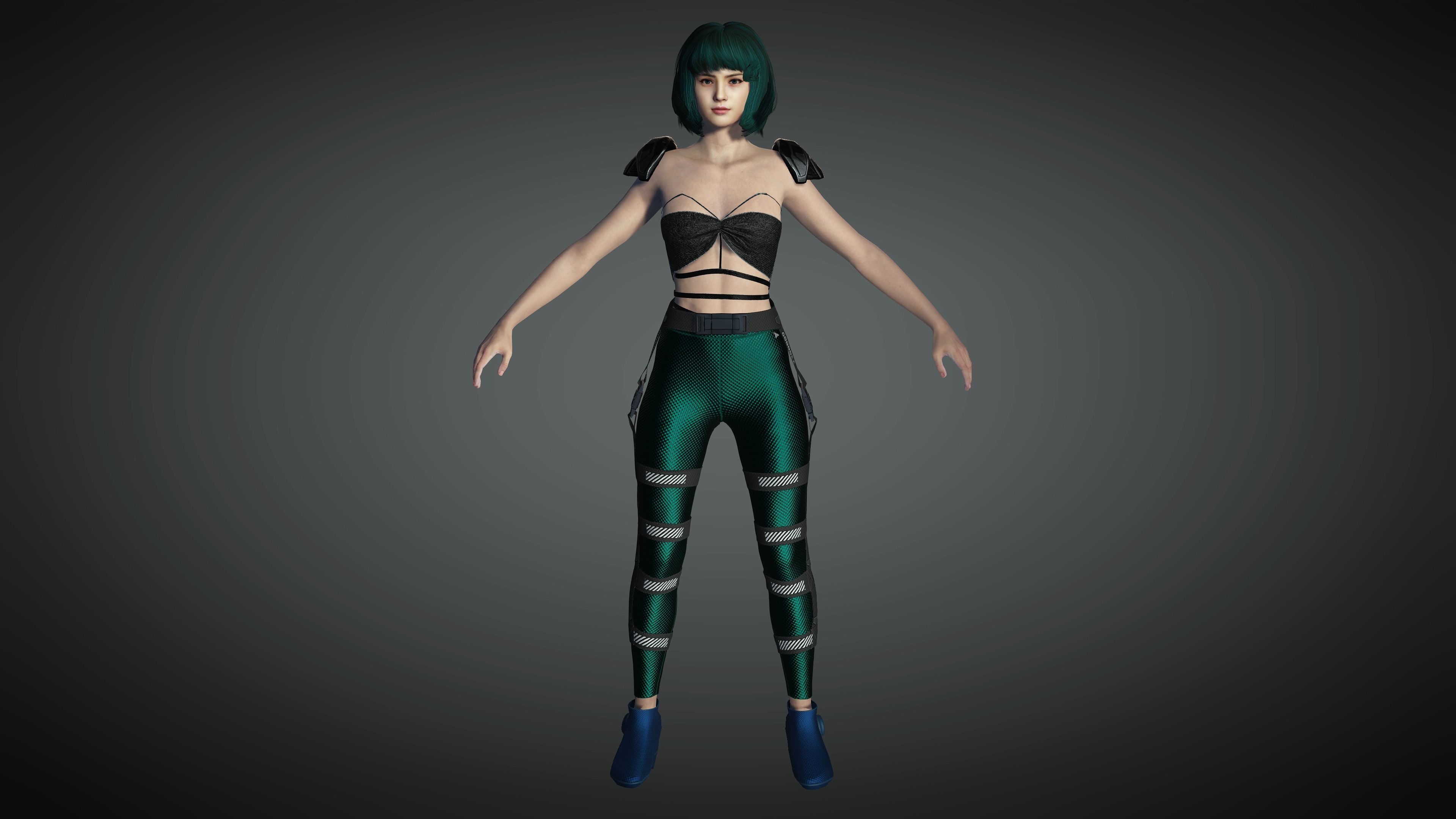 AAA Cyber Punk Female Character 06 Low-poly 3D model_7