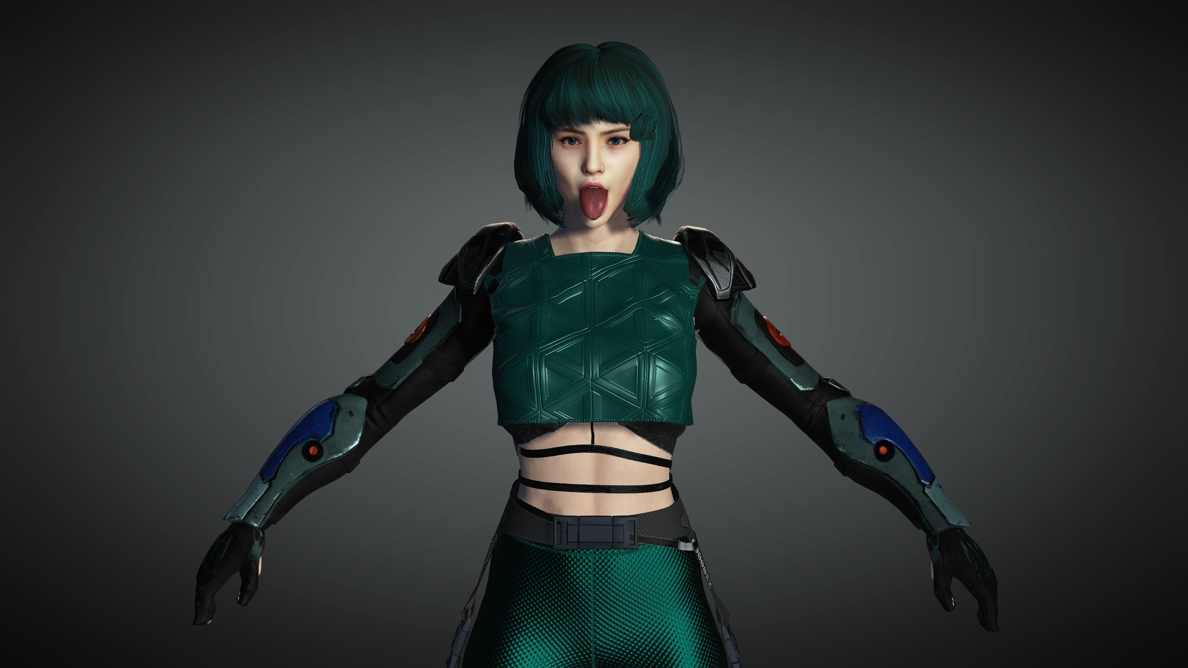 AAA Cyber Punk Female Character 06 Low-poly 3D model_22