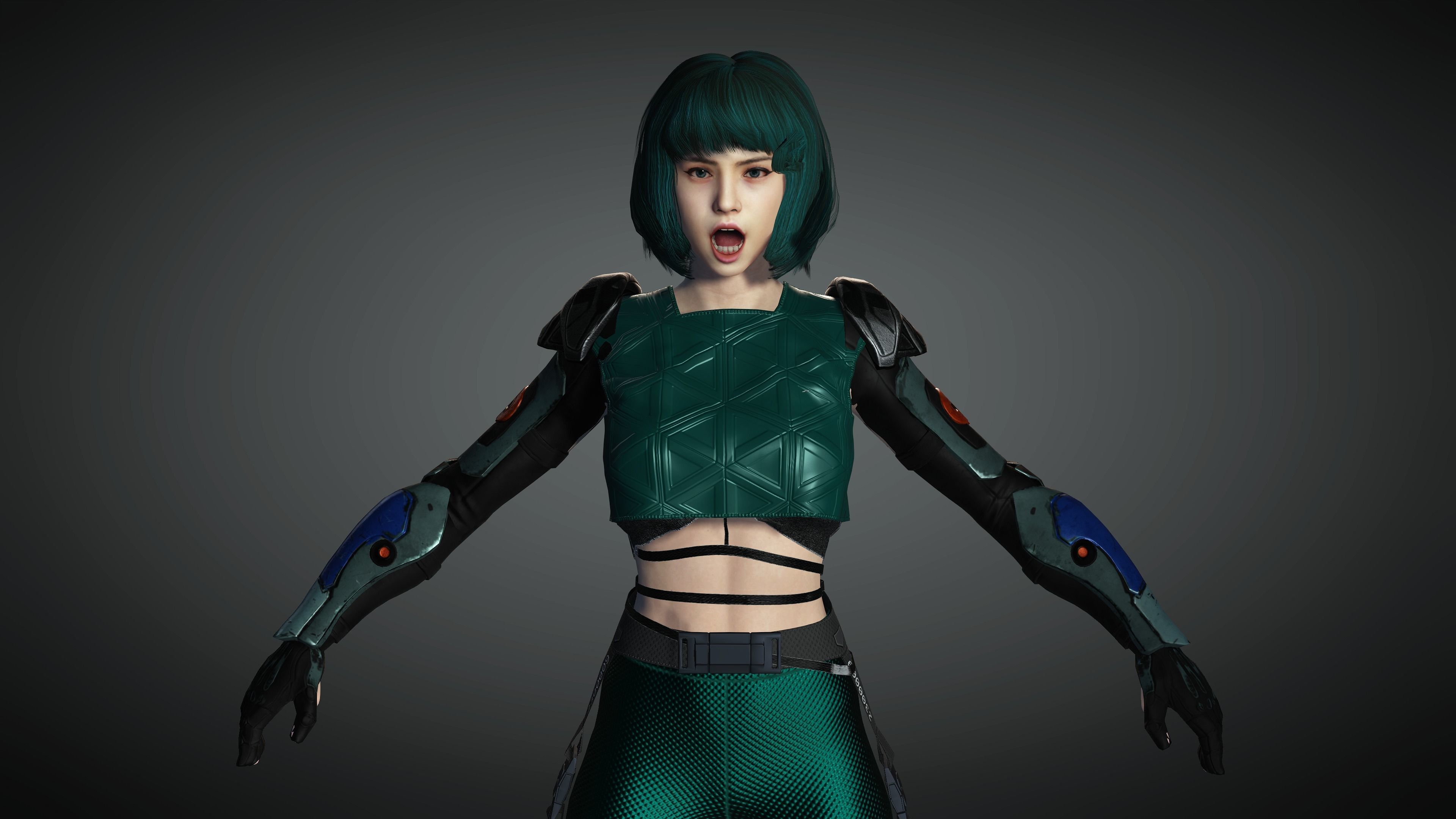 AAA Cyber Punk Female Character 06 Low-poly 3D model_21