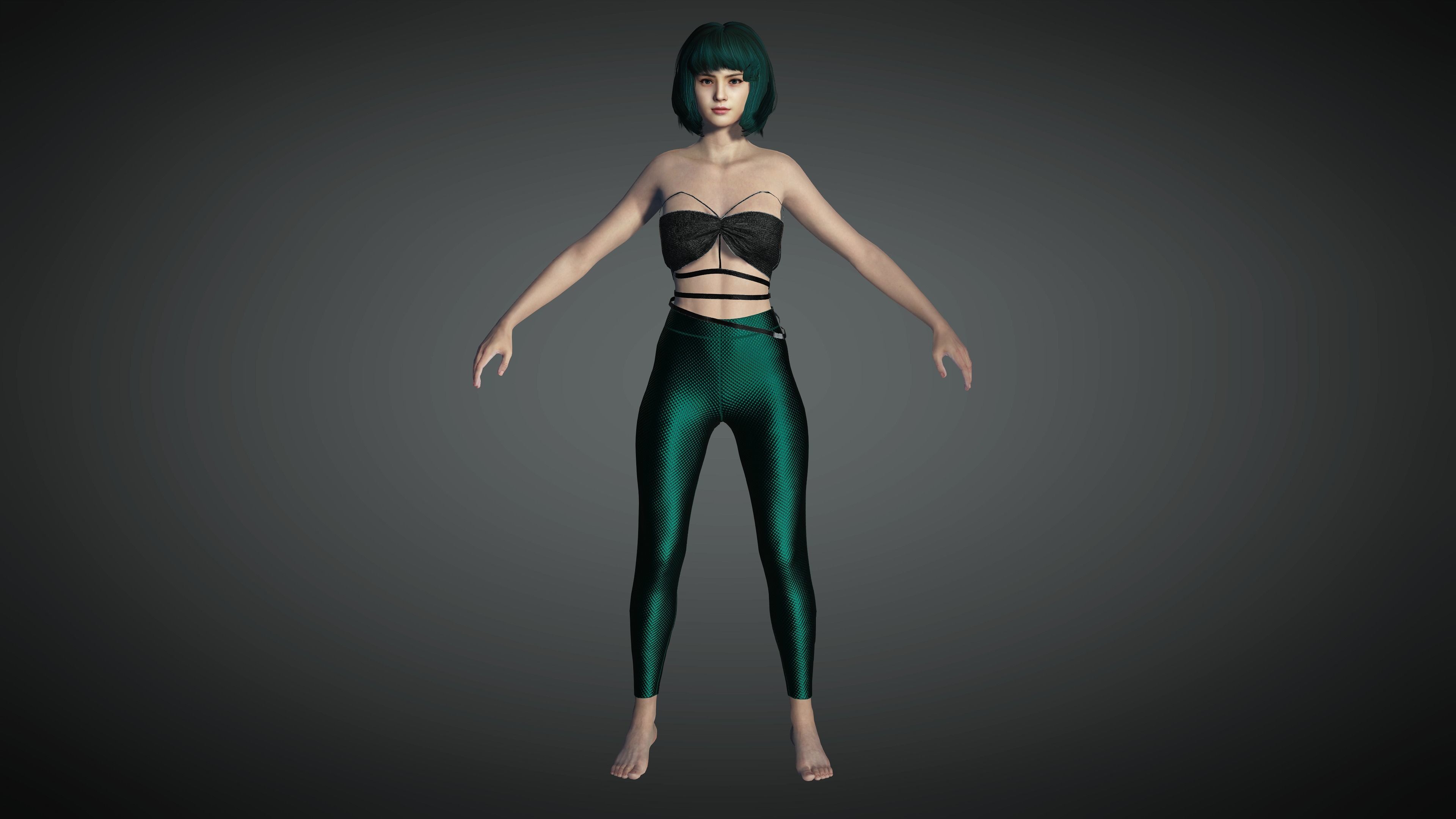 AAA Cyber Punk Female Character 06 Low-poly 3D model_10