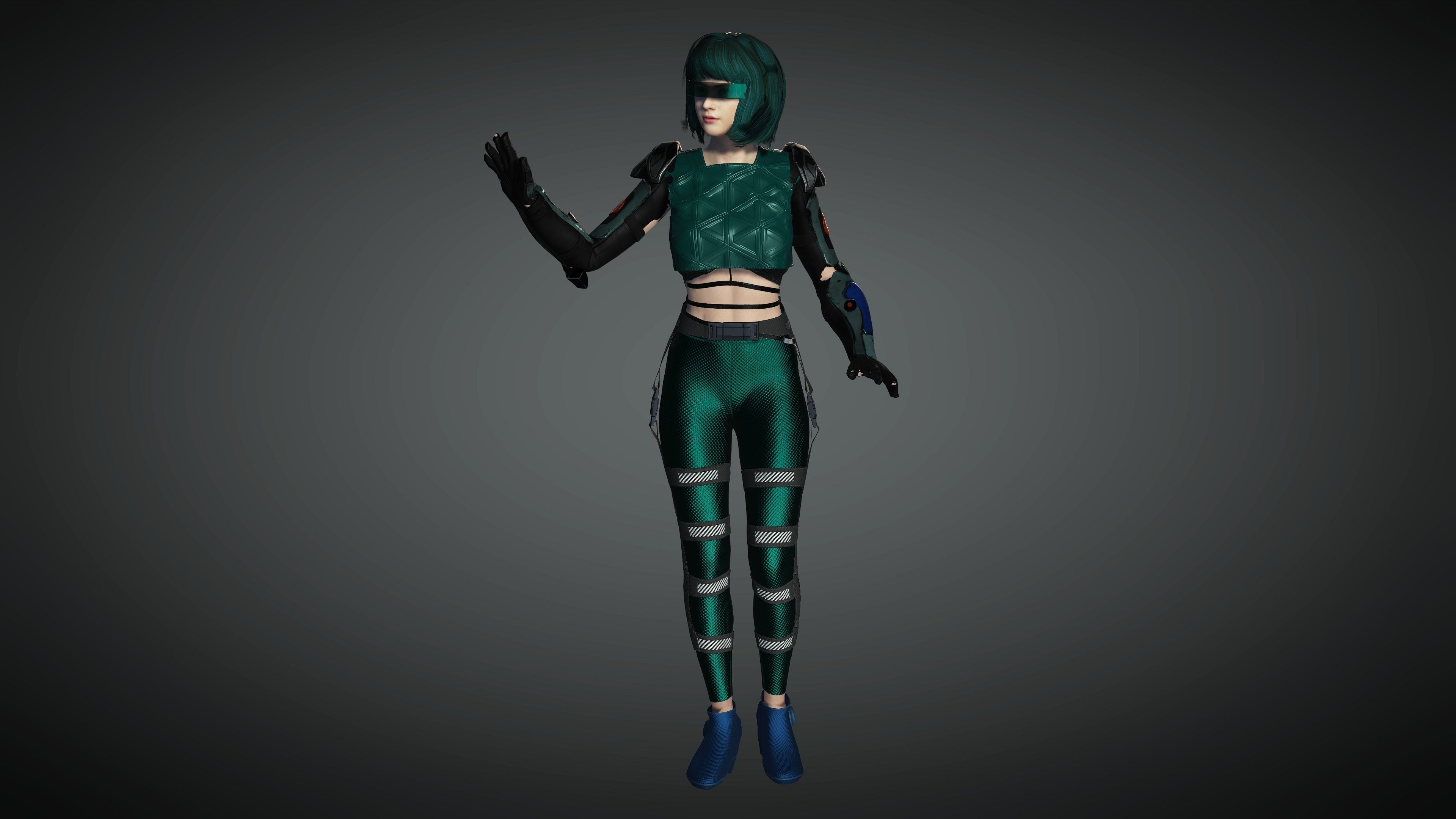 AAA Cyber Punk Female Character 06 Low-poly 3D model_16