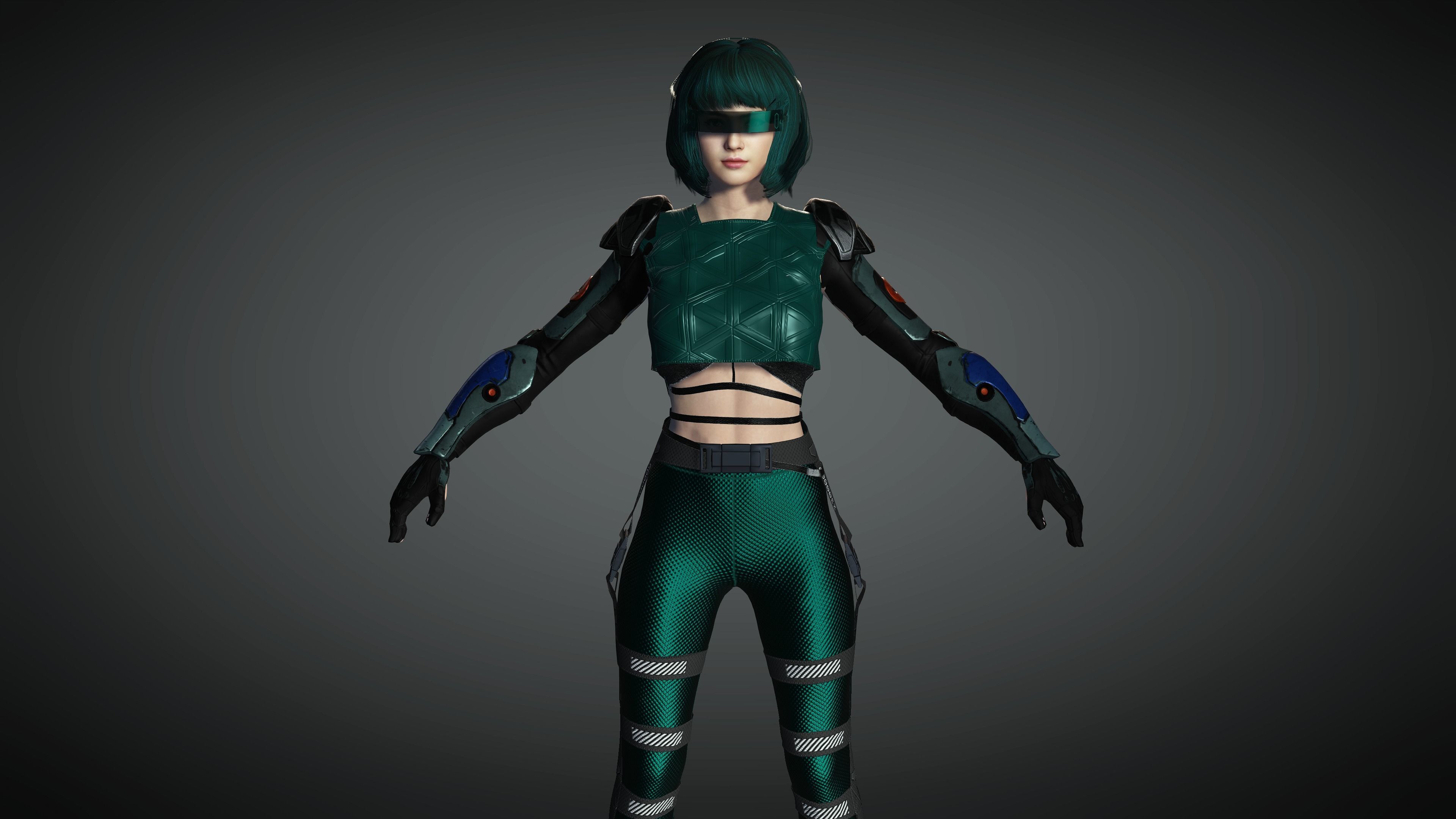AAA Cyber Punk Female Character 06 Low-poly 3D model_1