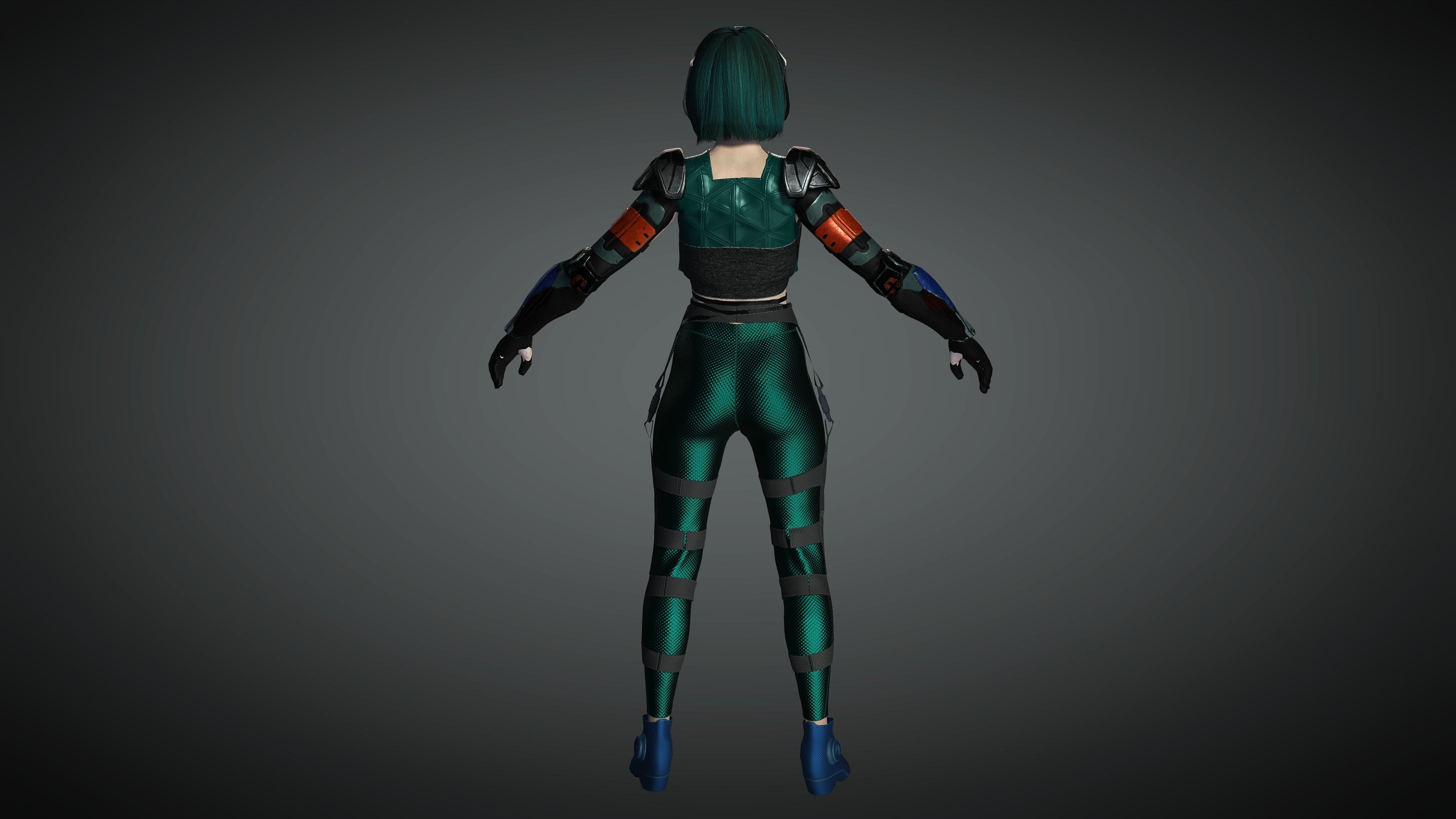 AAA Cyber Punk Female Character 06 Low-poly 3D model_13
