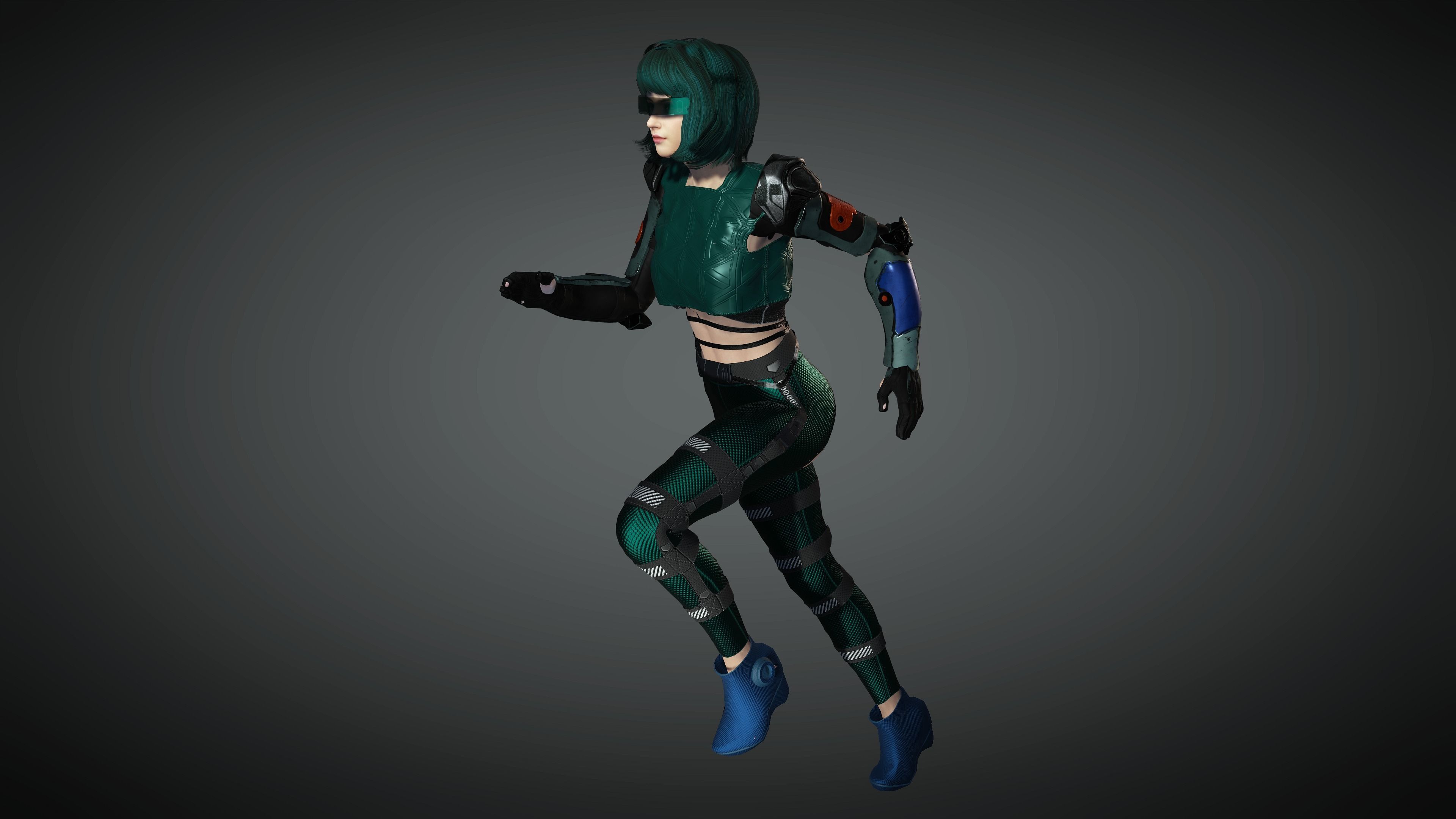 AAA Cyber Punk Female Character 06 Low-poly 3D model_17