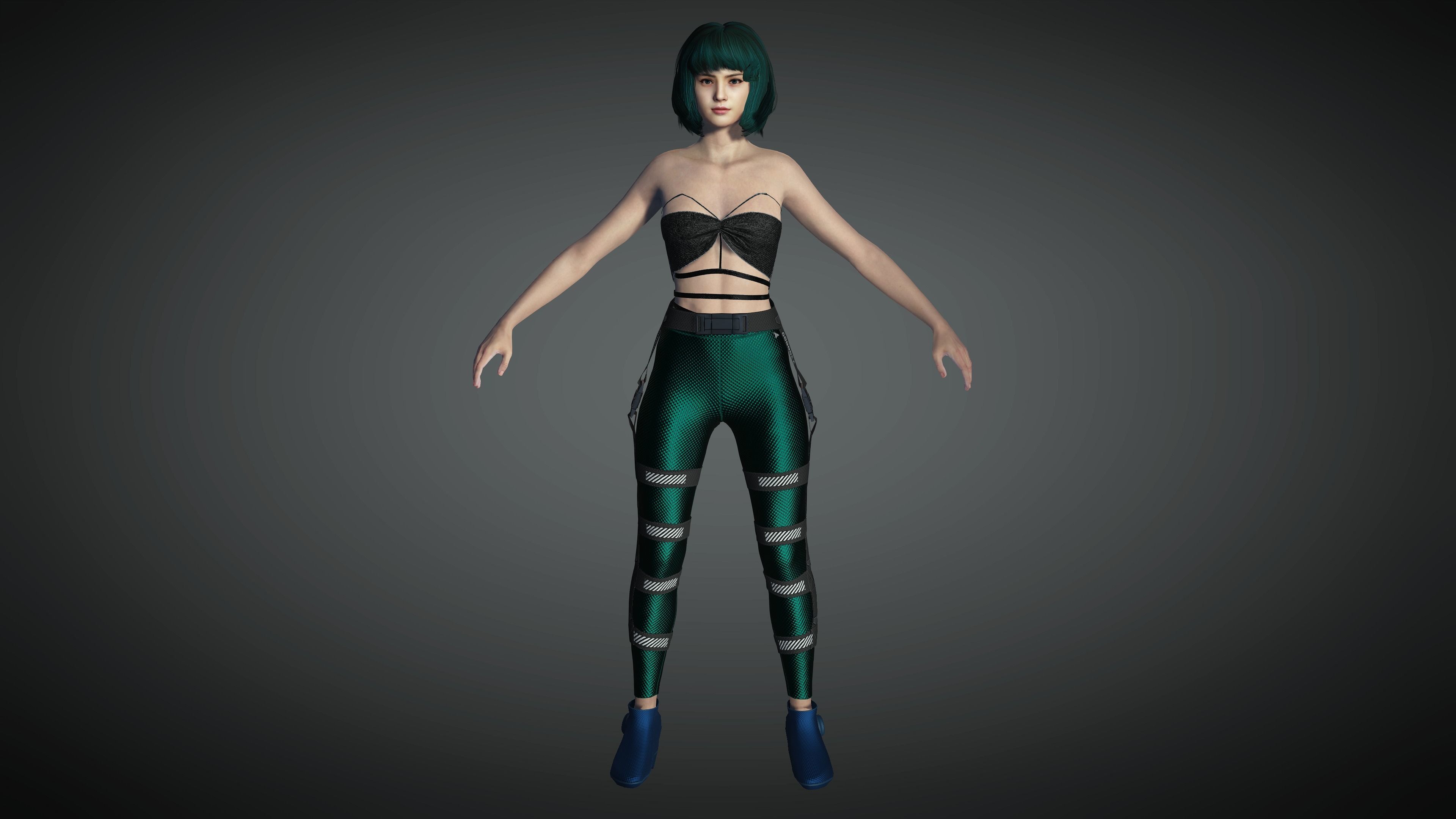 AAA Cyber Punk Female Character 06 Low-poly 3D model_8