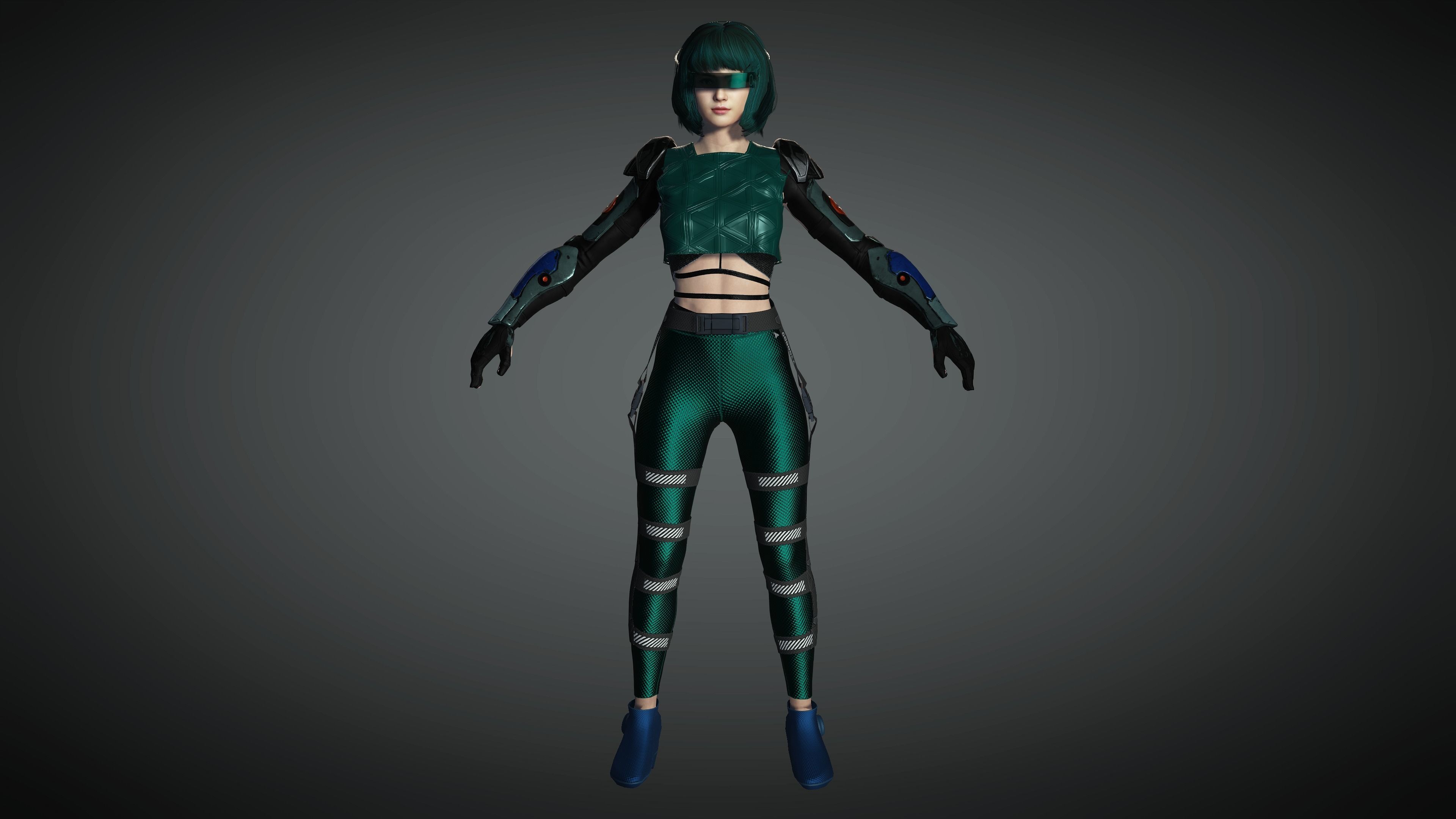 AAA Cyber Punk Female Character 06 Low-poly 3D model_3