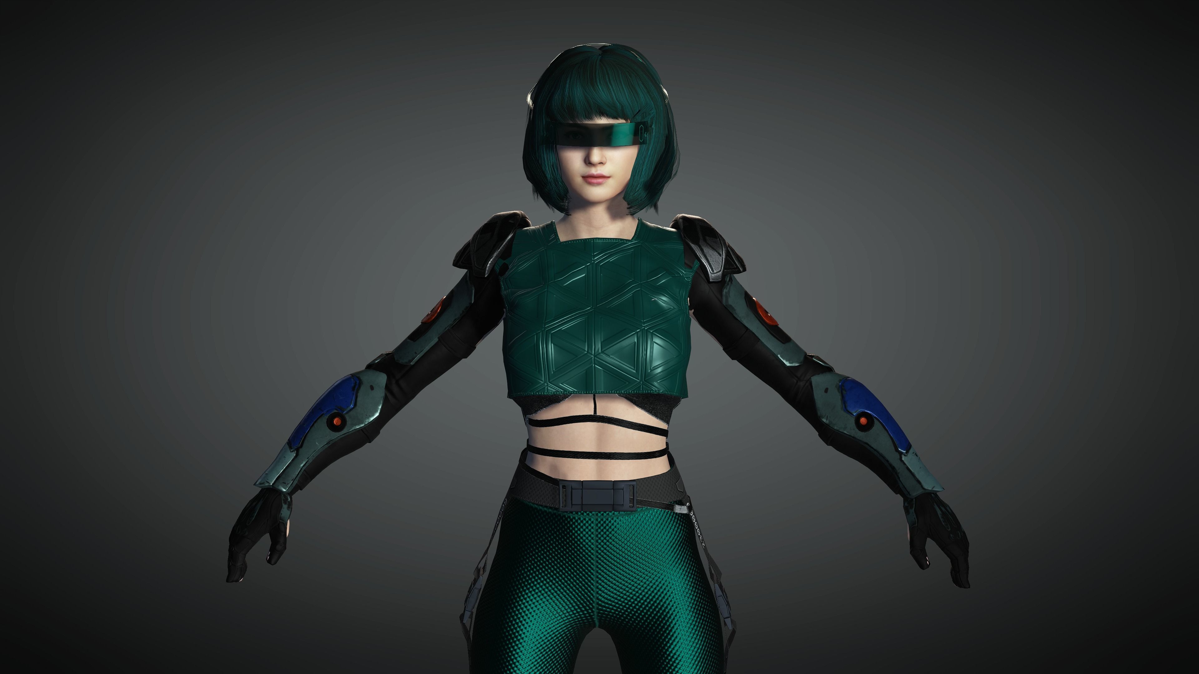 AAA Cyber Punk Female Character 06 Low-poly 3D model_2