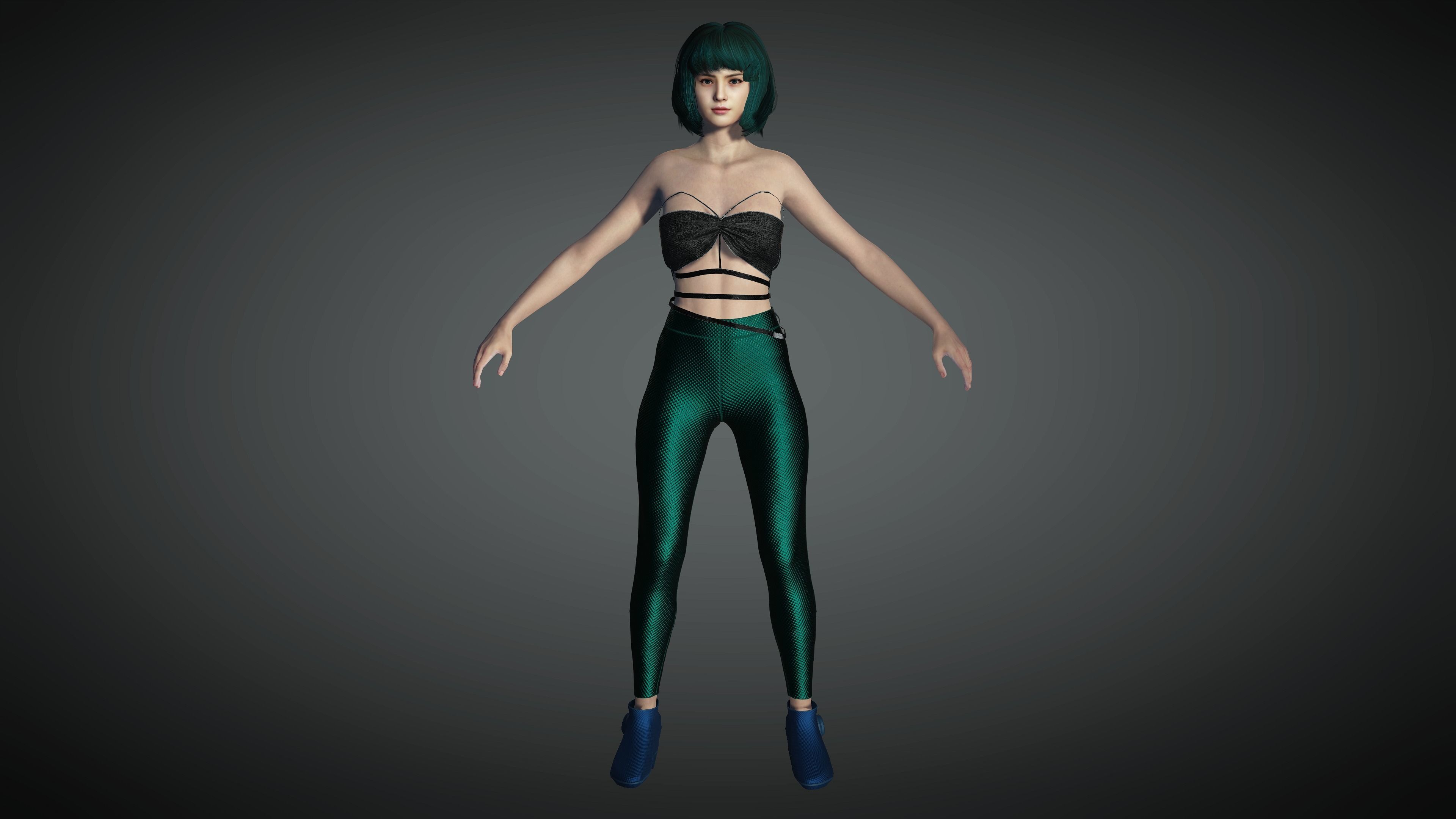AAA Cyber Punk Female Character 06 Low-poly 3D model_9