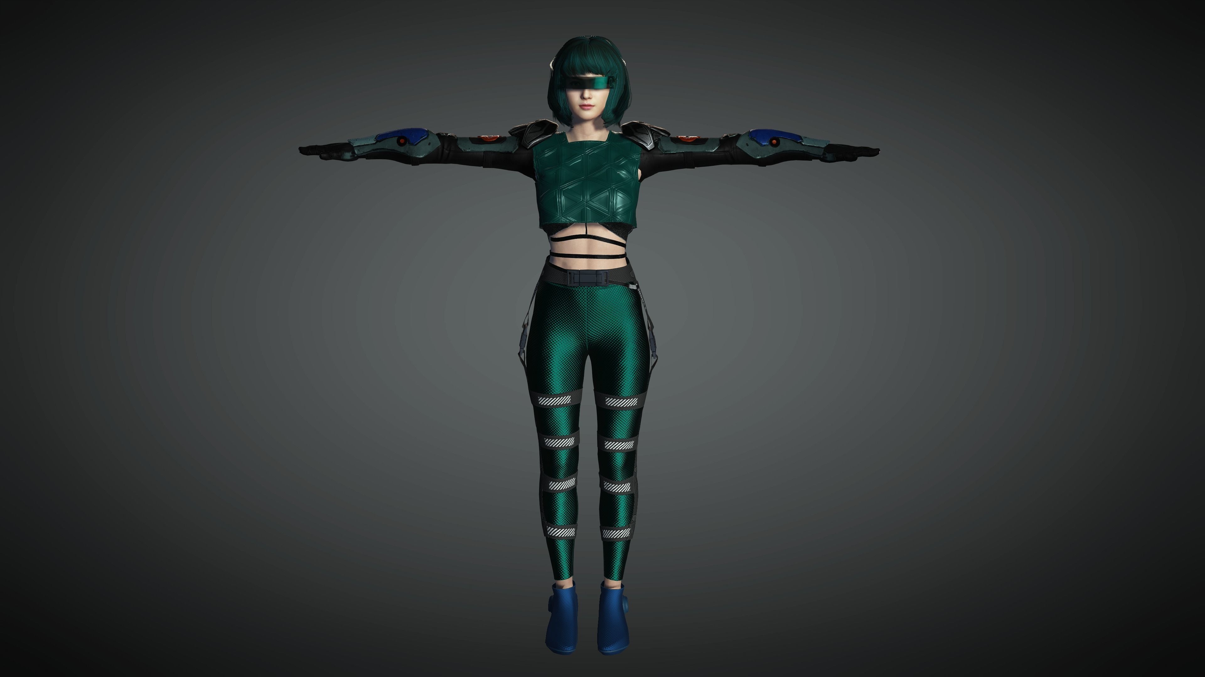 AAA Cyber Punk Female Character 06 Low-poly 3D model_24