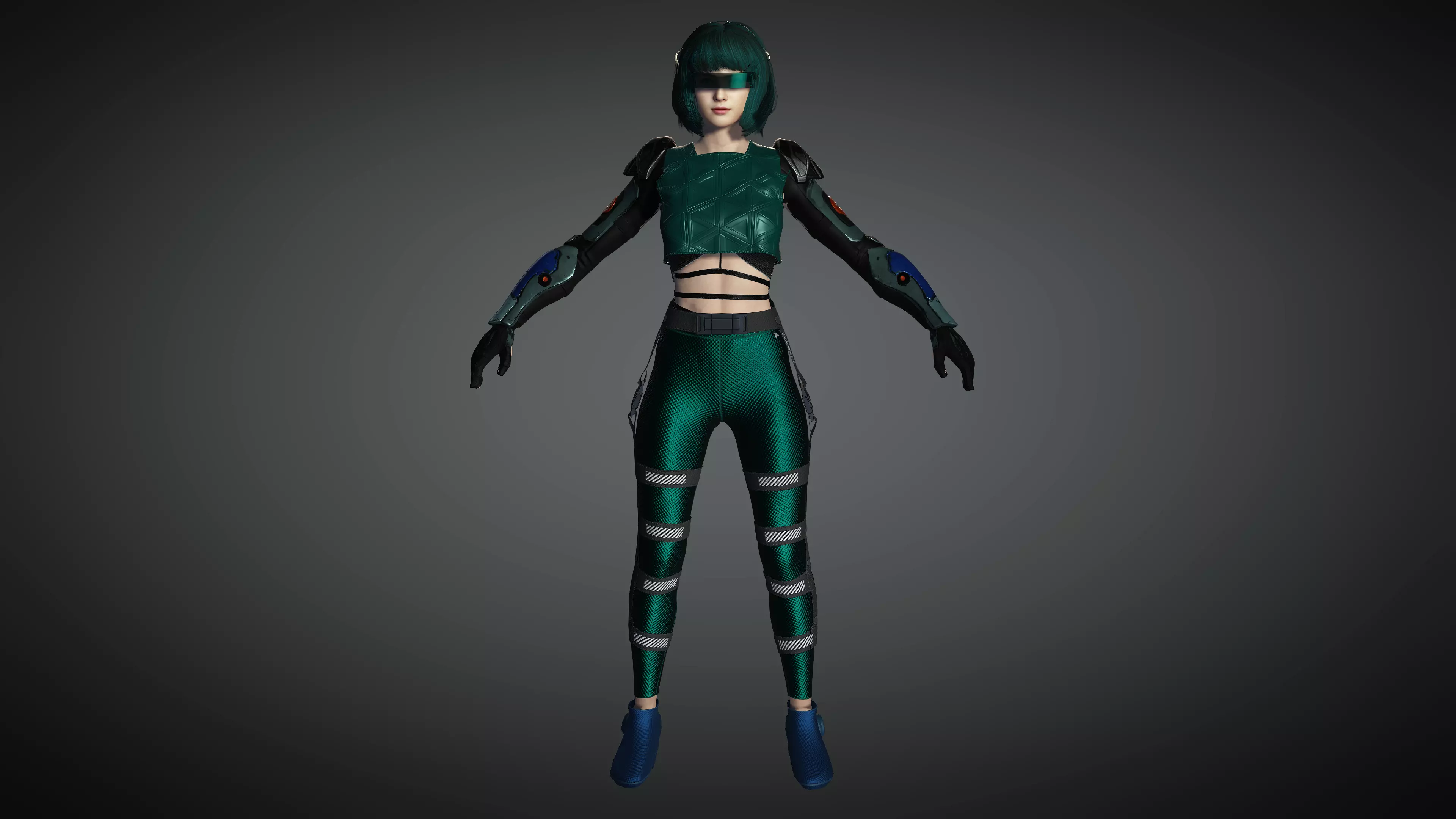 AAA Cyber Punk Female Character 06 Low-poly 3D model_0