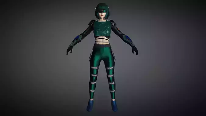 AAA Cyber Punk Female Character 06 Low-poly 3D model