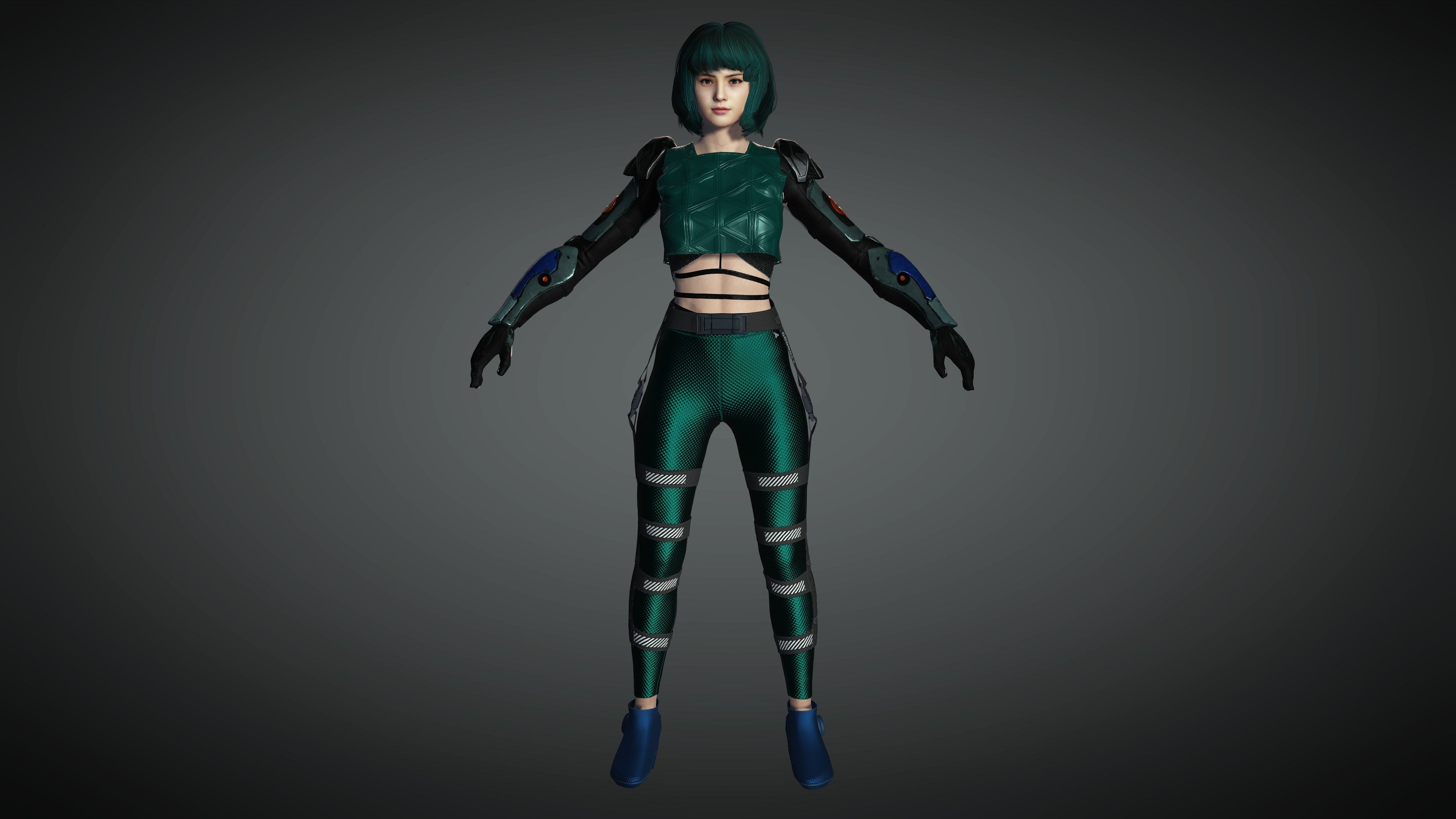 AAA Cyber Punk Female Character 06 Low-poly 3D model_4