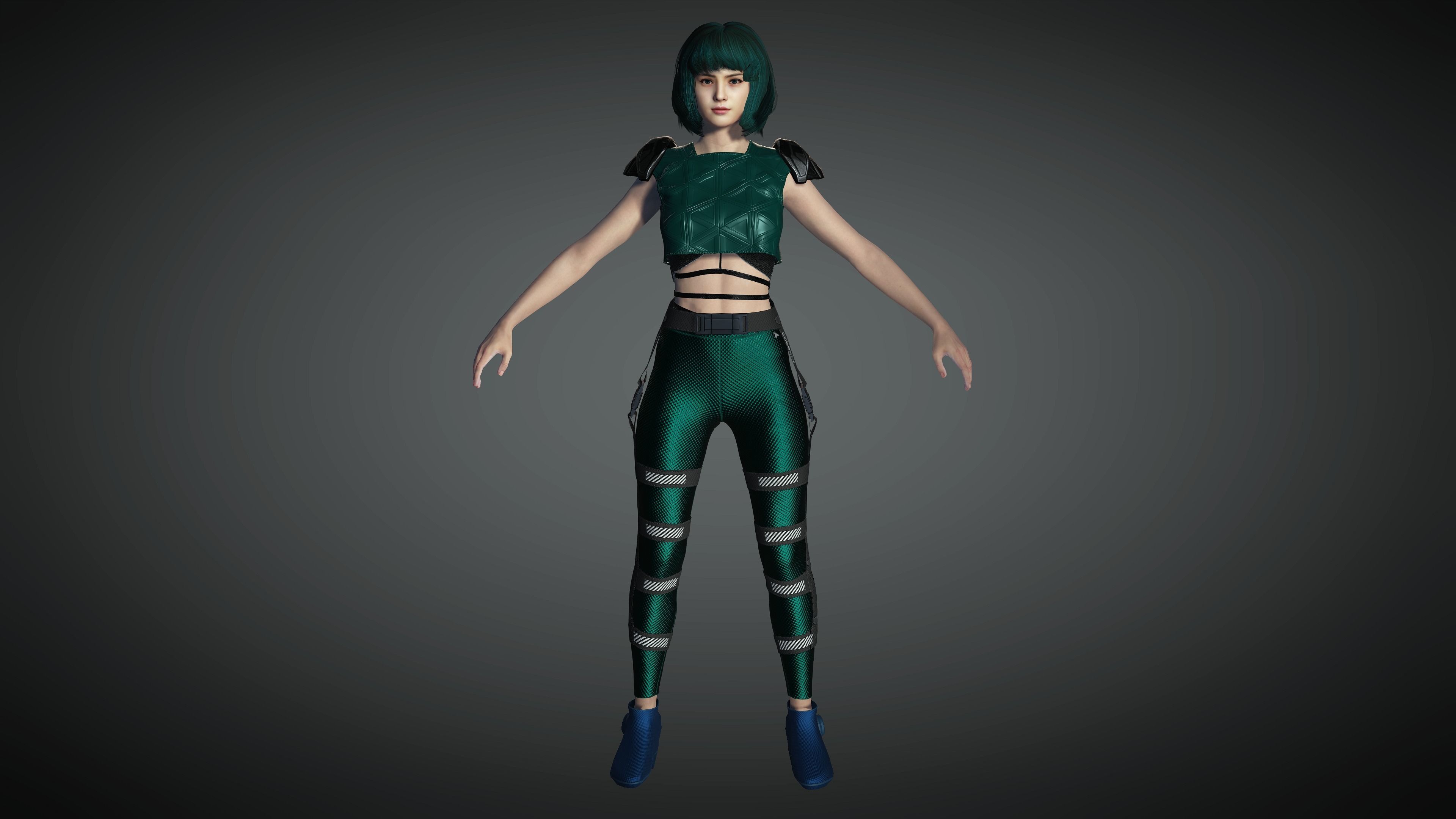 AAA Cyber Punk Female Character 06 Low-poly 3D model_6